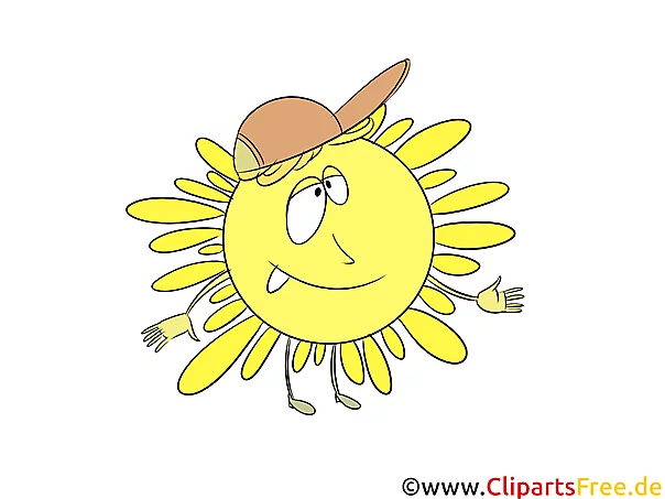 Witzige Comic Sonne Illustration in Hochauflösung, Clipart, Bild