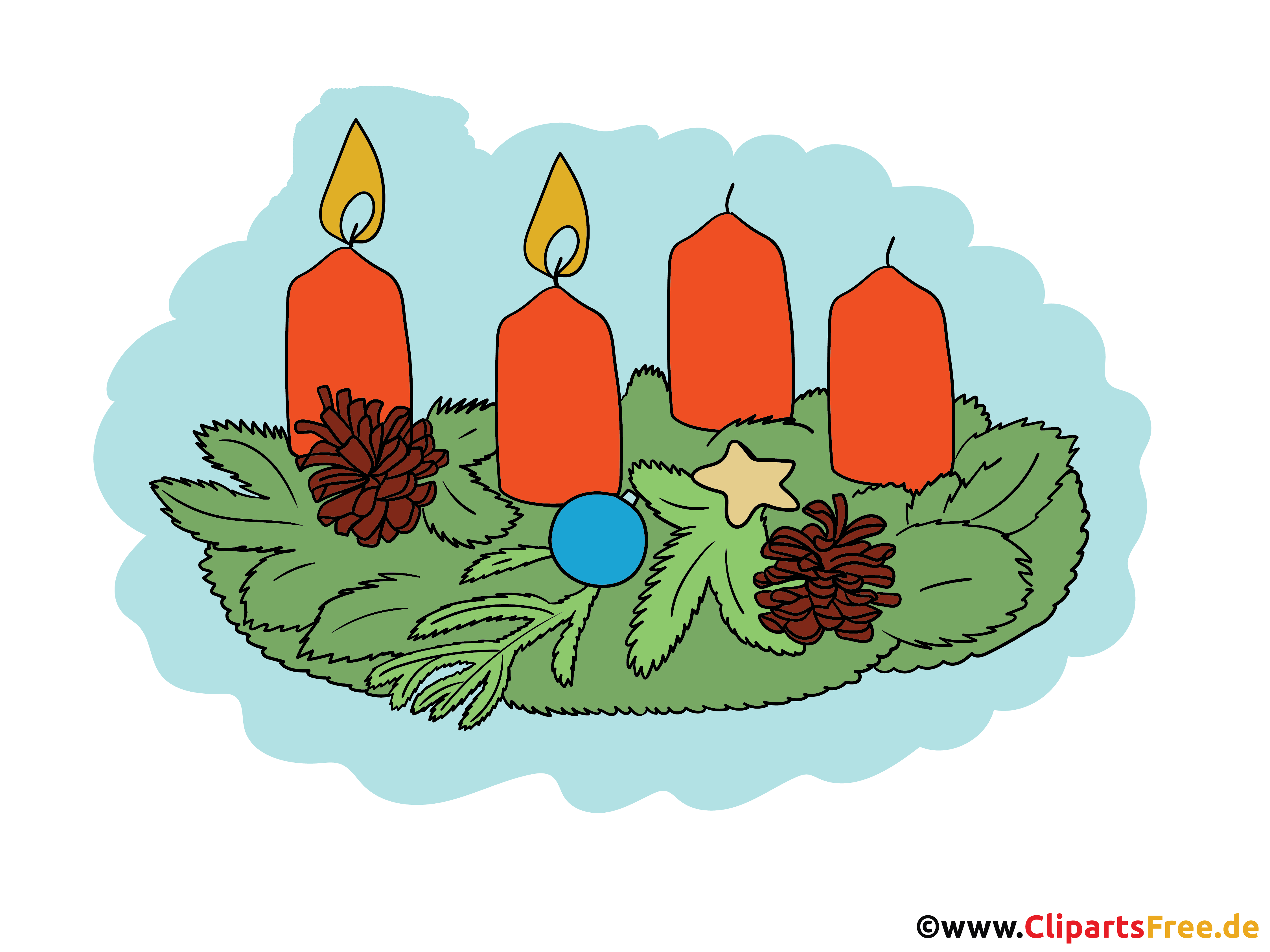 Image for the 2nd Advent with candles - clipart for Christmas. 