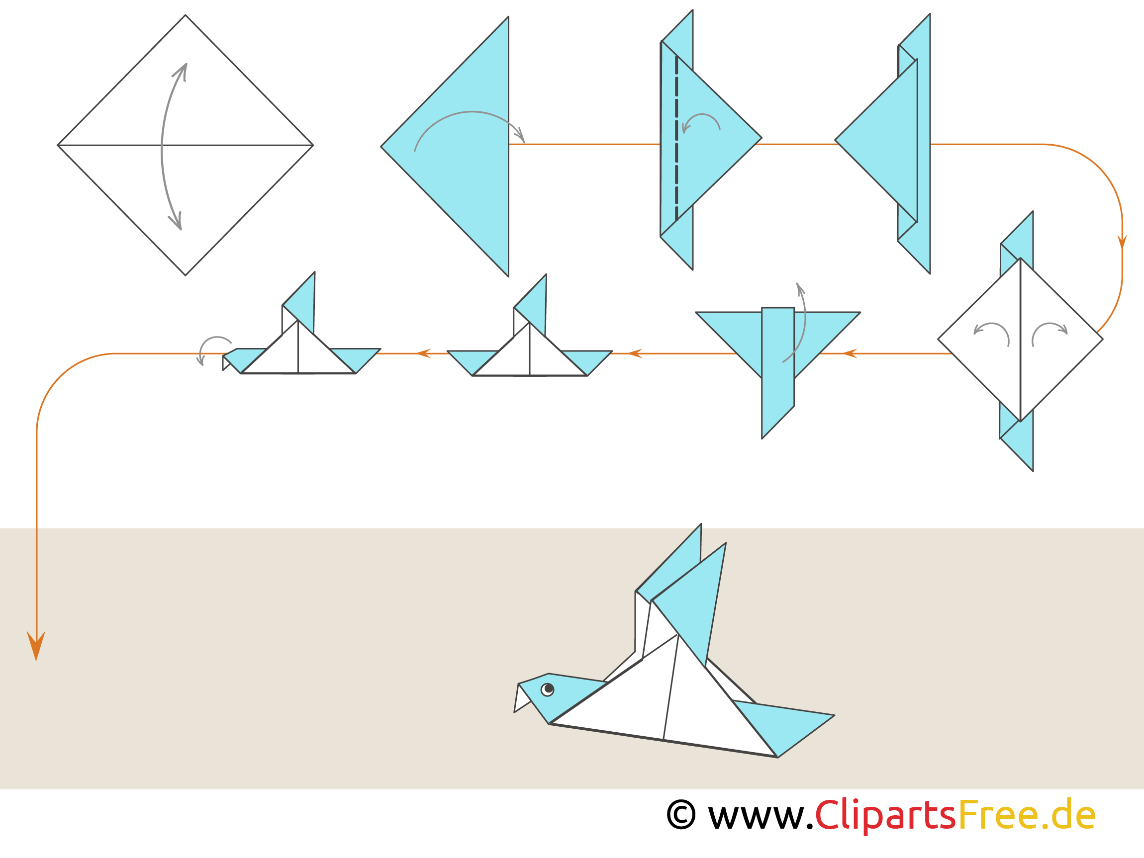 Origami Taube falten mit Papier