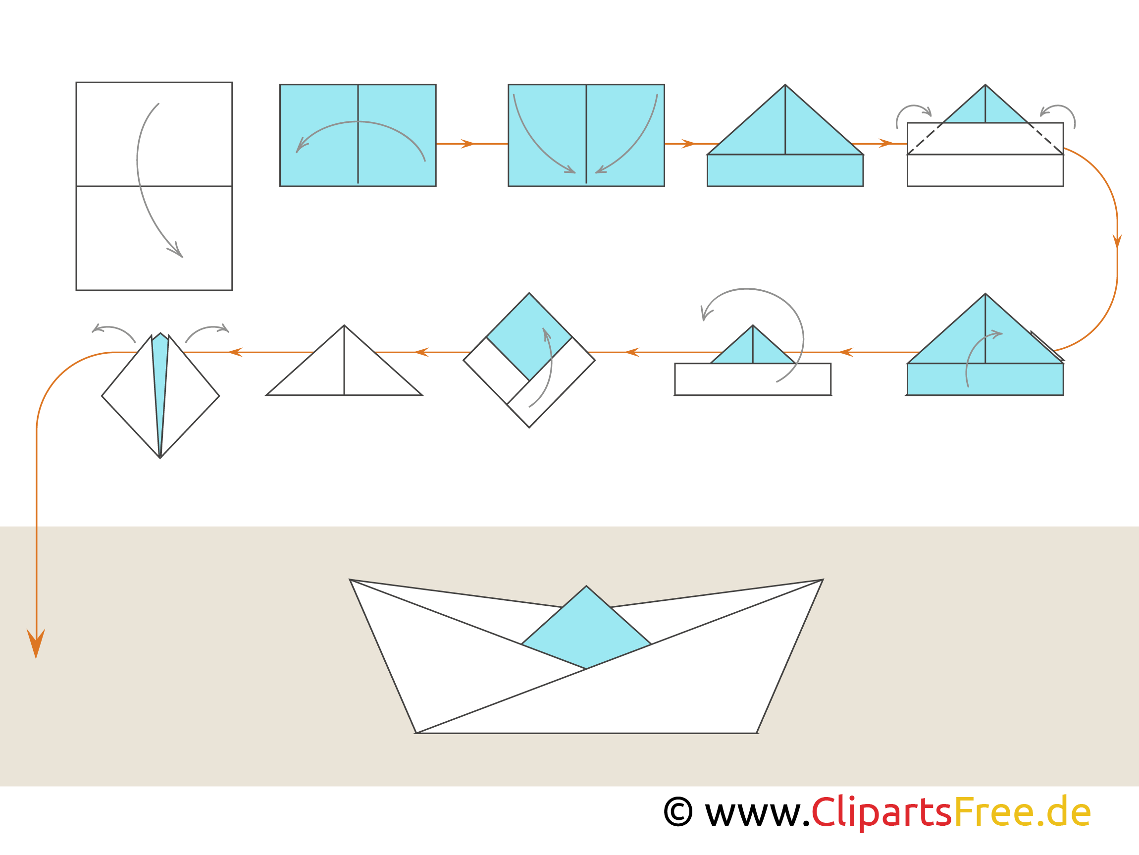 Schiff aus Papier - Origami Anleitungen zum Falten