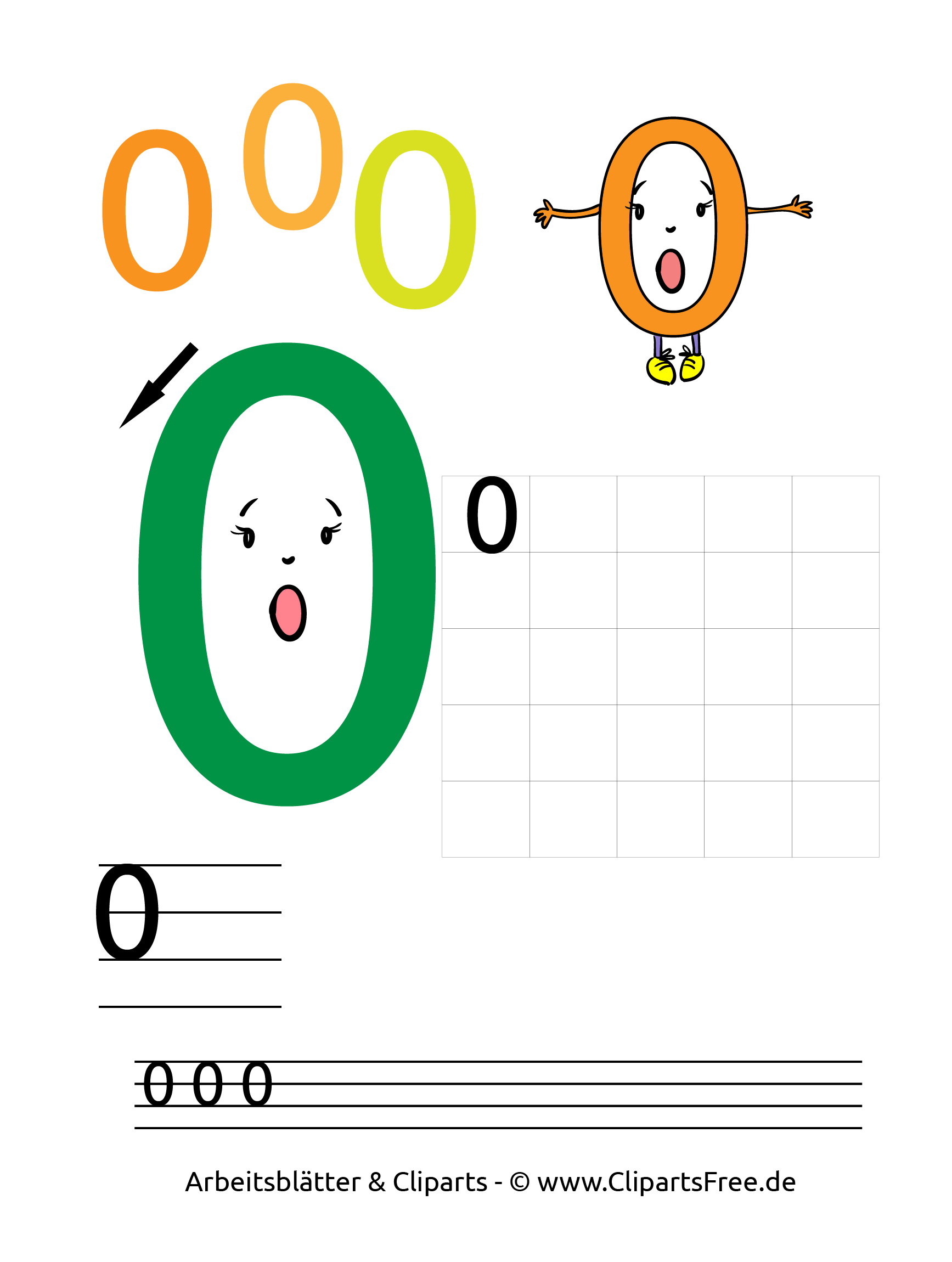 0 - Zahlen lernen zählen Übungsblätter ausdrucken