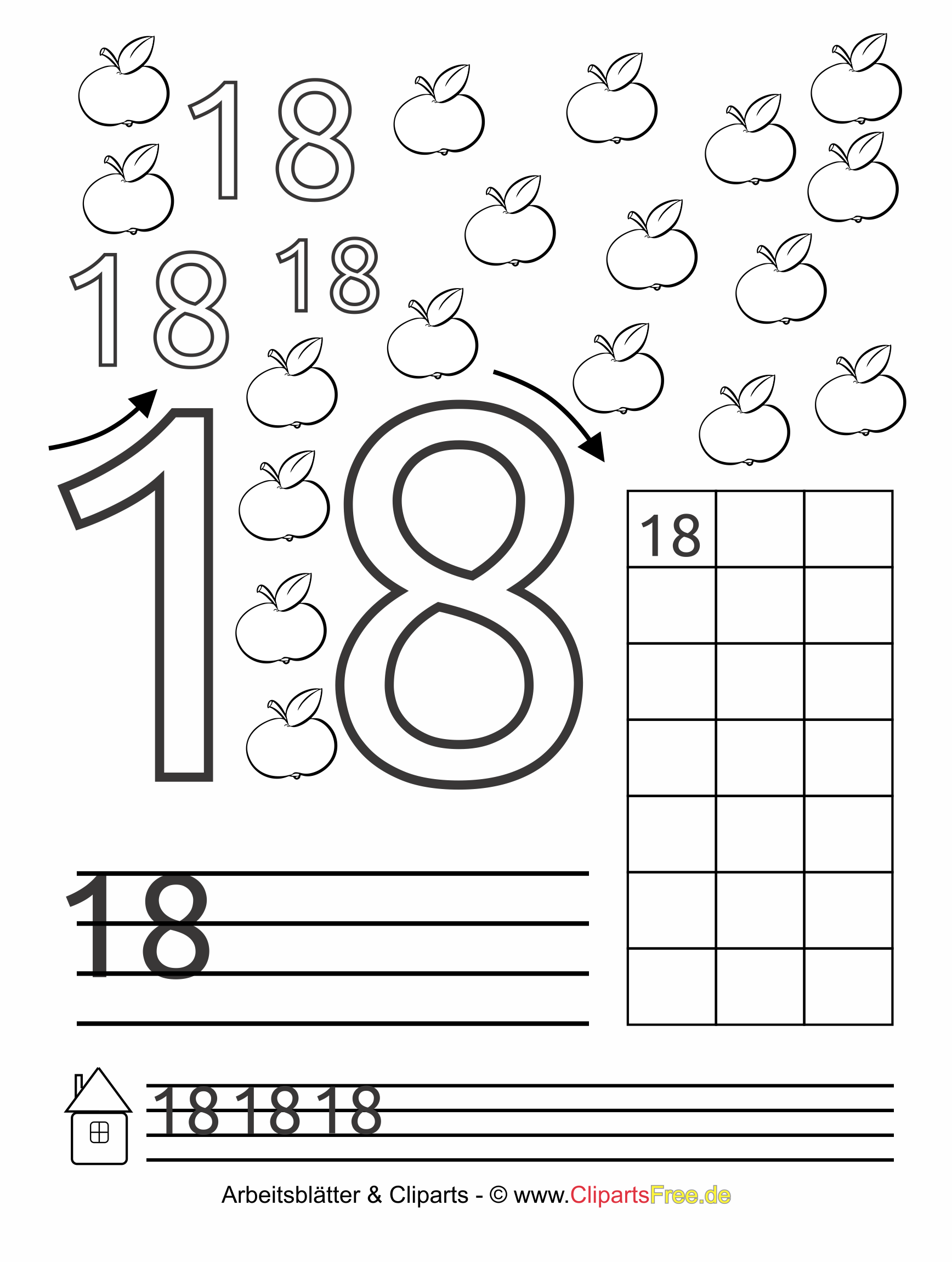 18 - Zählen lernen Übungsblätter zum Ausdrucken