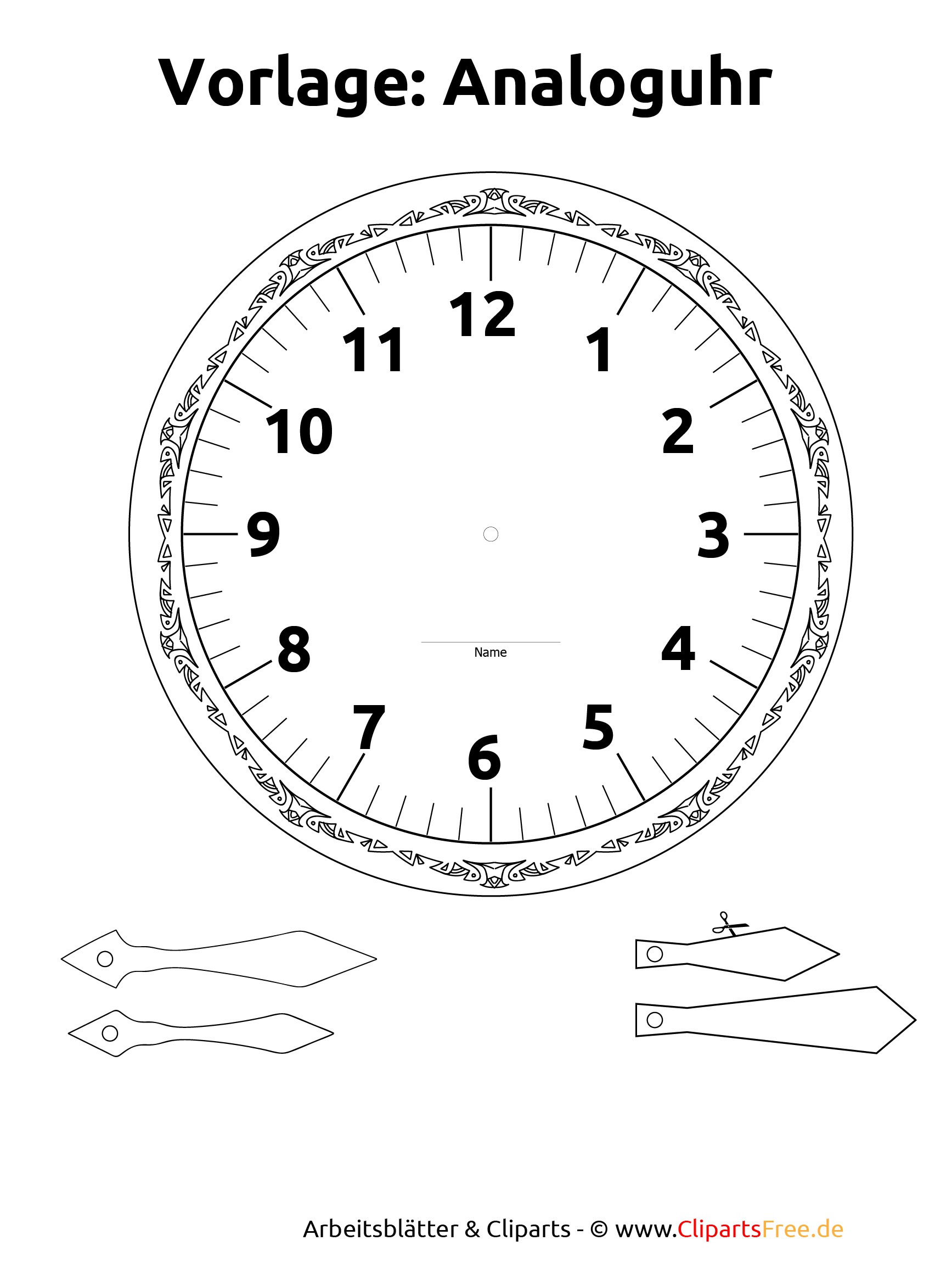 Lernuhr basteln Vorlage