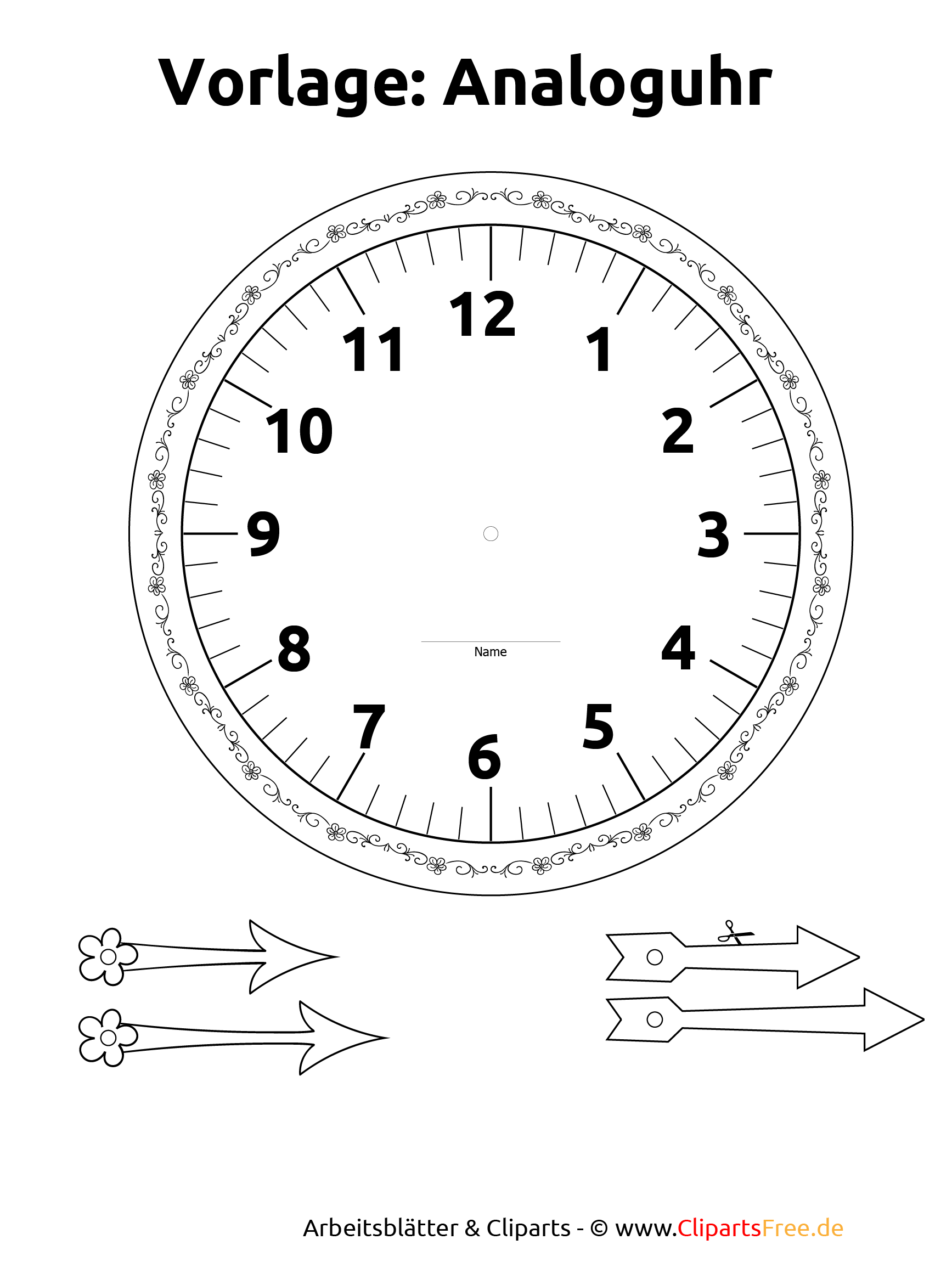 Ausdrucken Zifferblatt Uhr Vorlage Malvorlage Zifferblatt Uhr