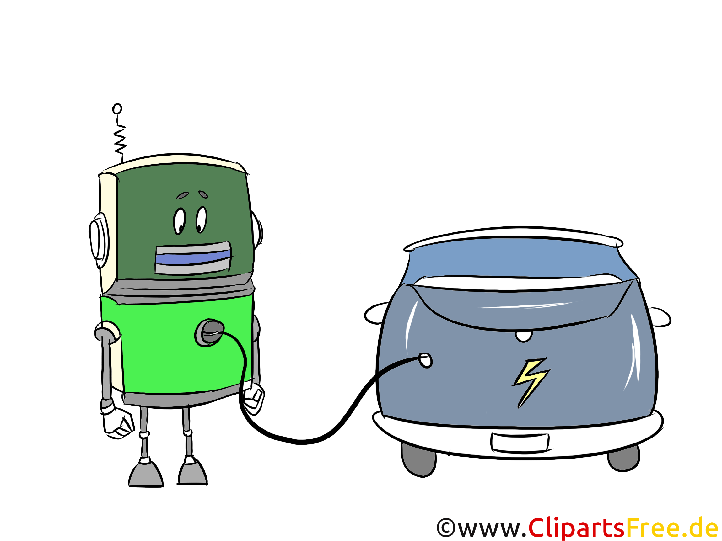 Roboter, e-Auto Clipart, Grafik, Bild