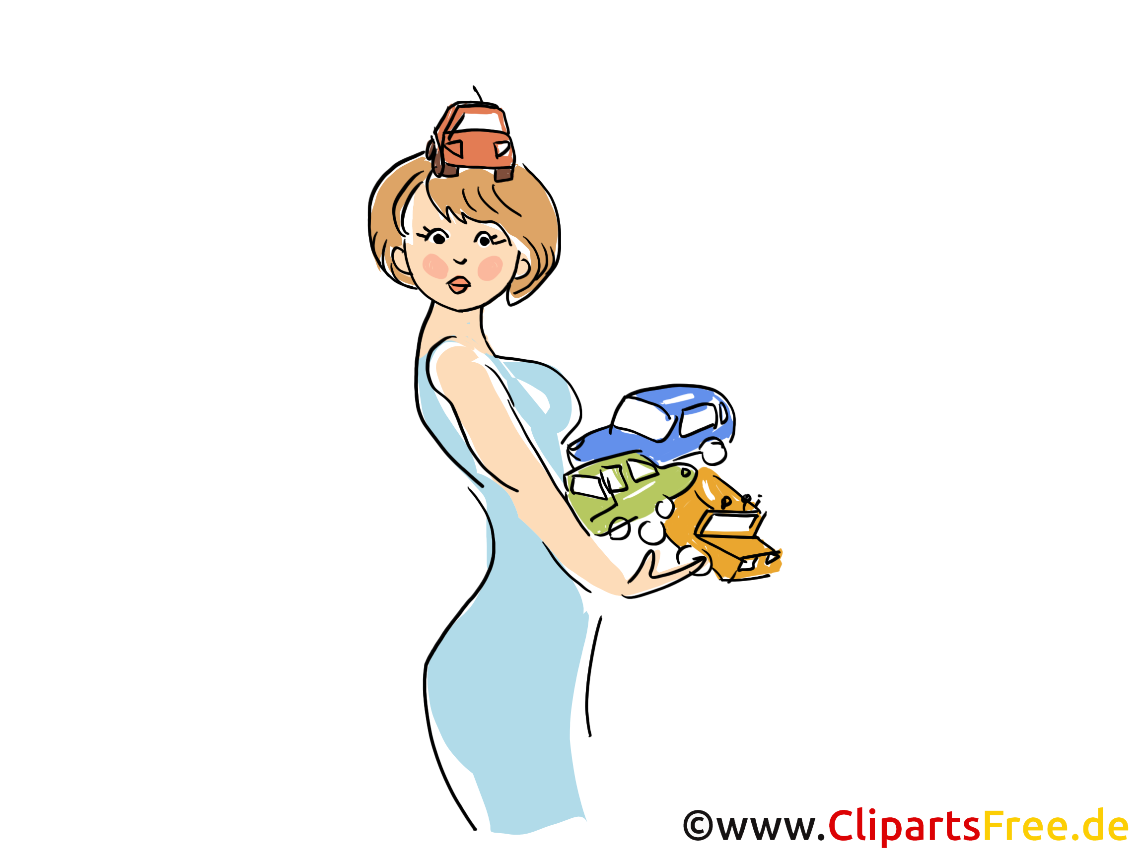 Girls and Cars Clipart, Graphic, Cartoon, Illustration free