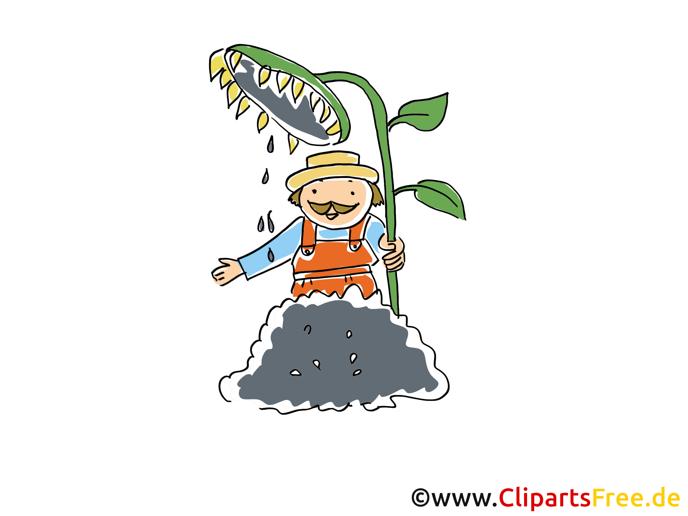 Gärtner im Garten Herbst Clipart, Comic, Cartoon