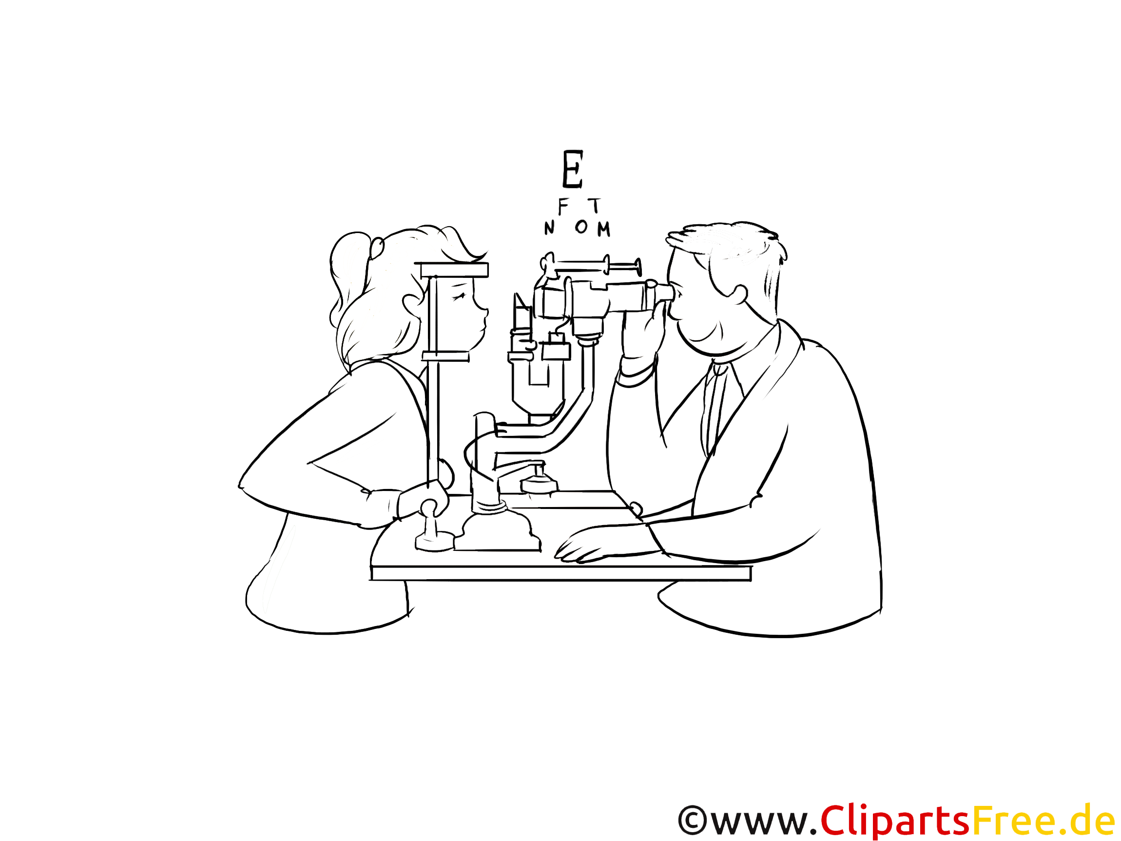 Clipart Title: Optometrist Black and White Clipart.