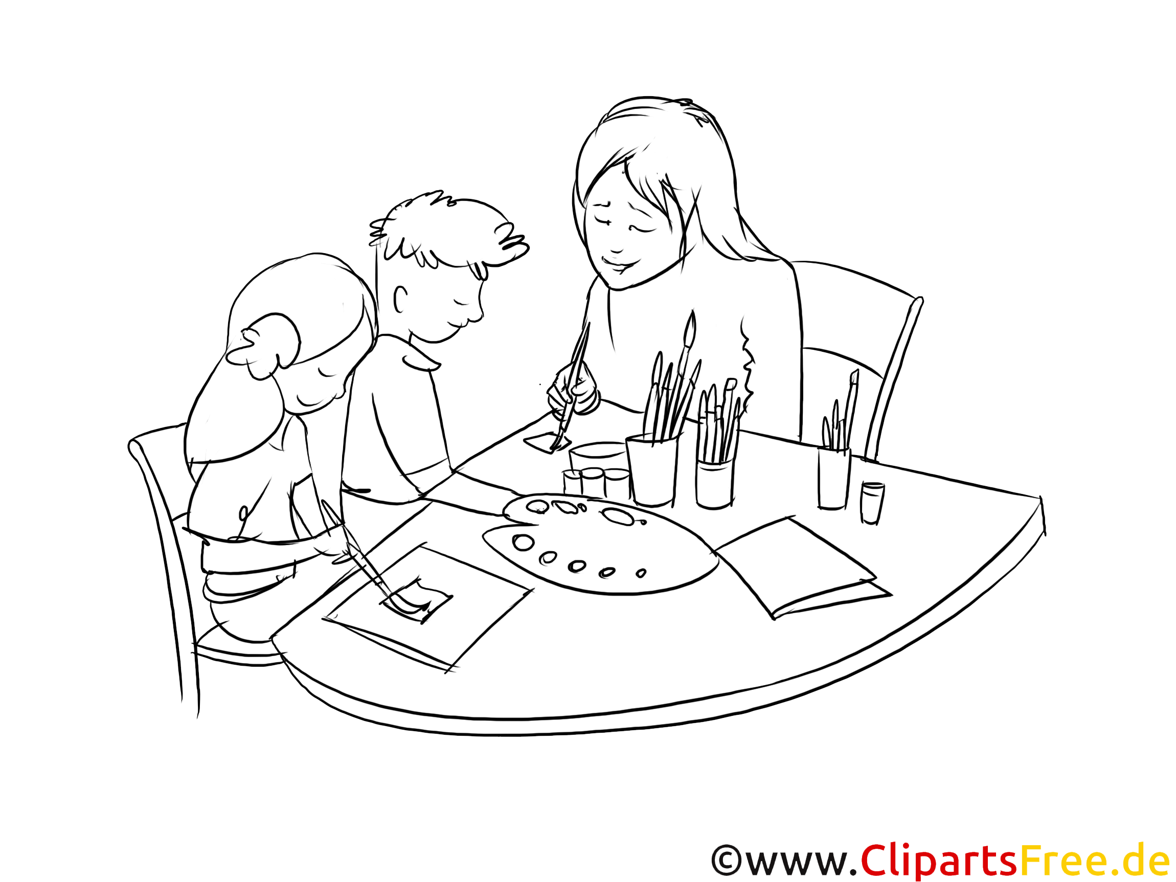 Erzieherin In Kiga Clipart Schwarz Weiss