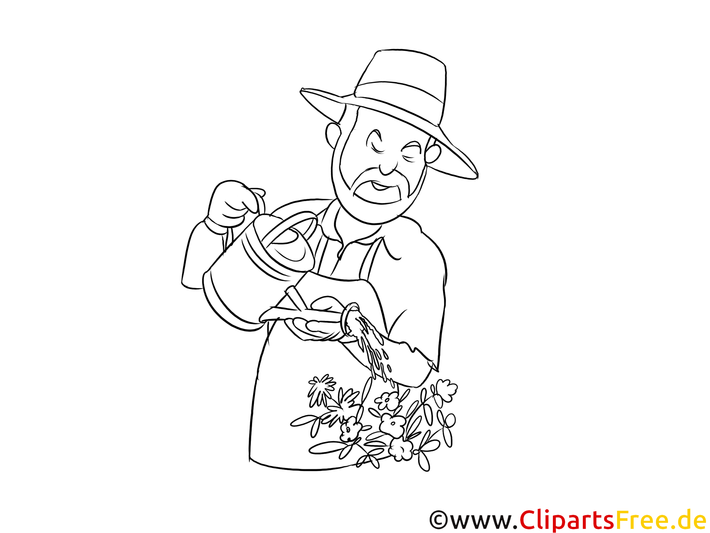 Gärtner Clipart in Schwarz-Weiß kostenlos