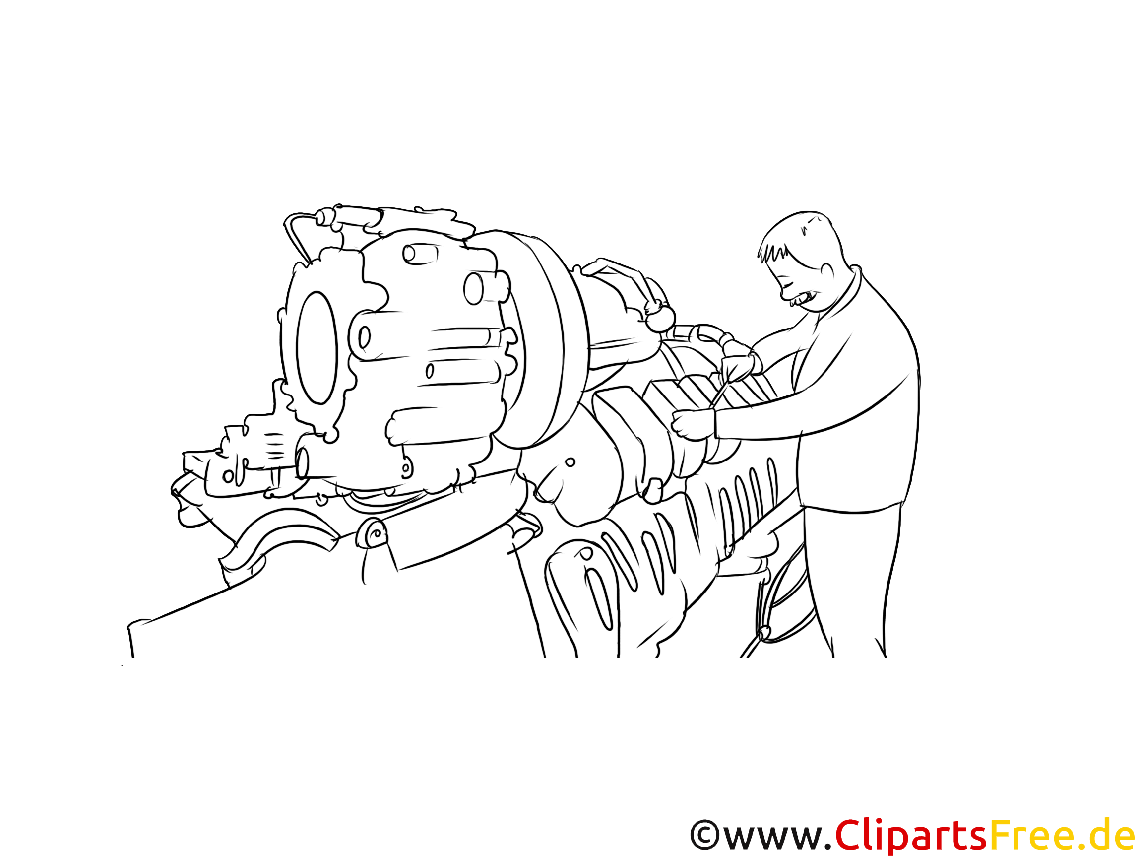 Industriemechaniker Clipart, Grafik, Bild schwarz-weiß