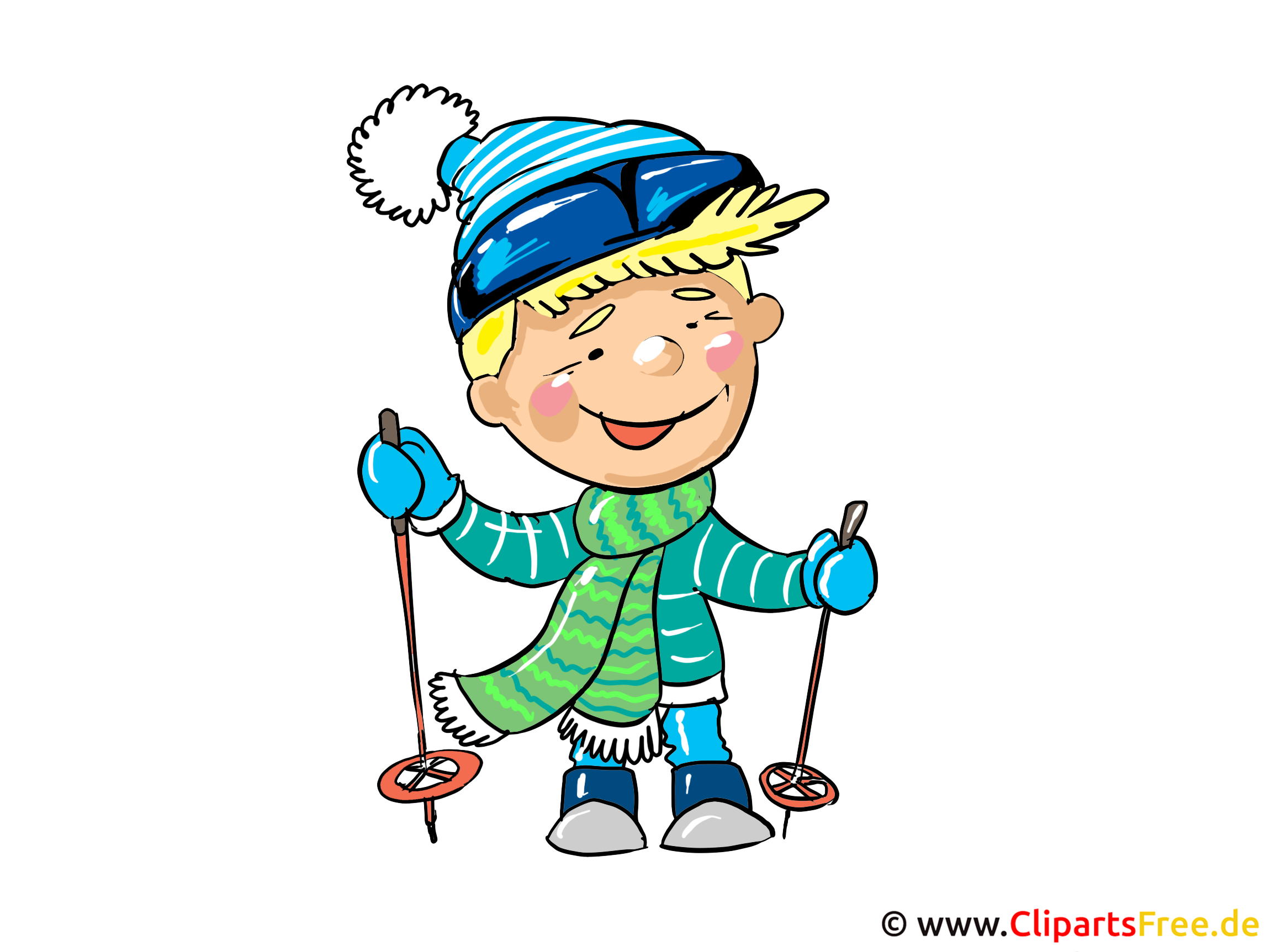 Skifahrer Clipart Bild Cartoon Illustration Kostenlos