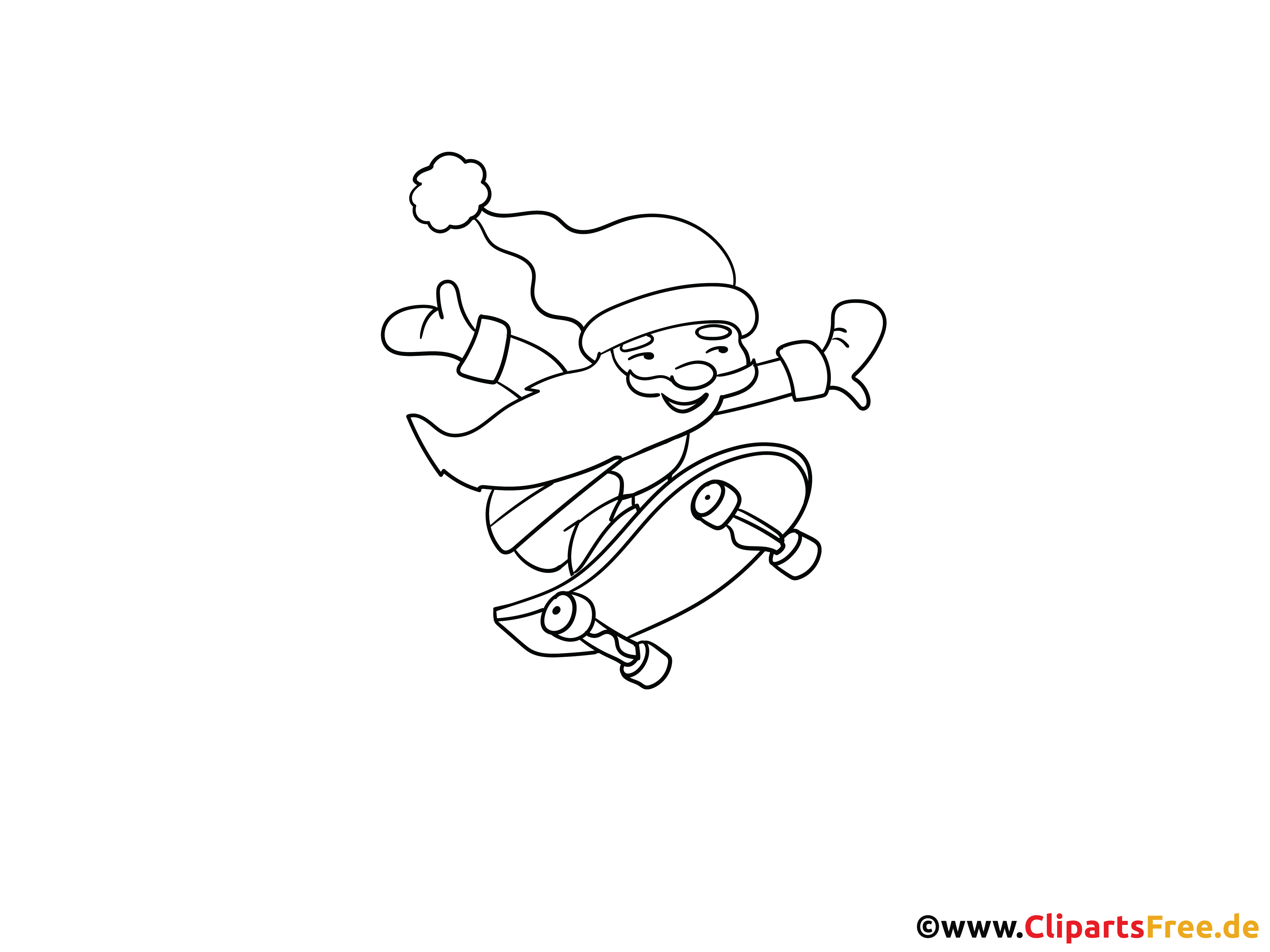 Weihnachtsmann auf Skateboard - Ausmalbilder zu Weihnachten ...