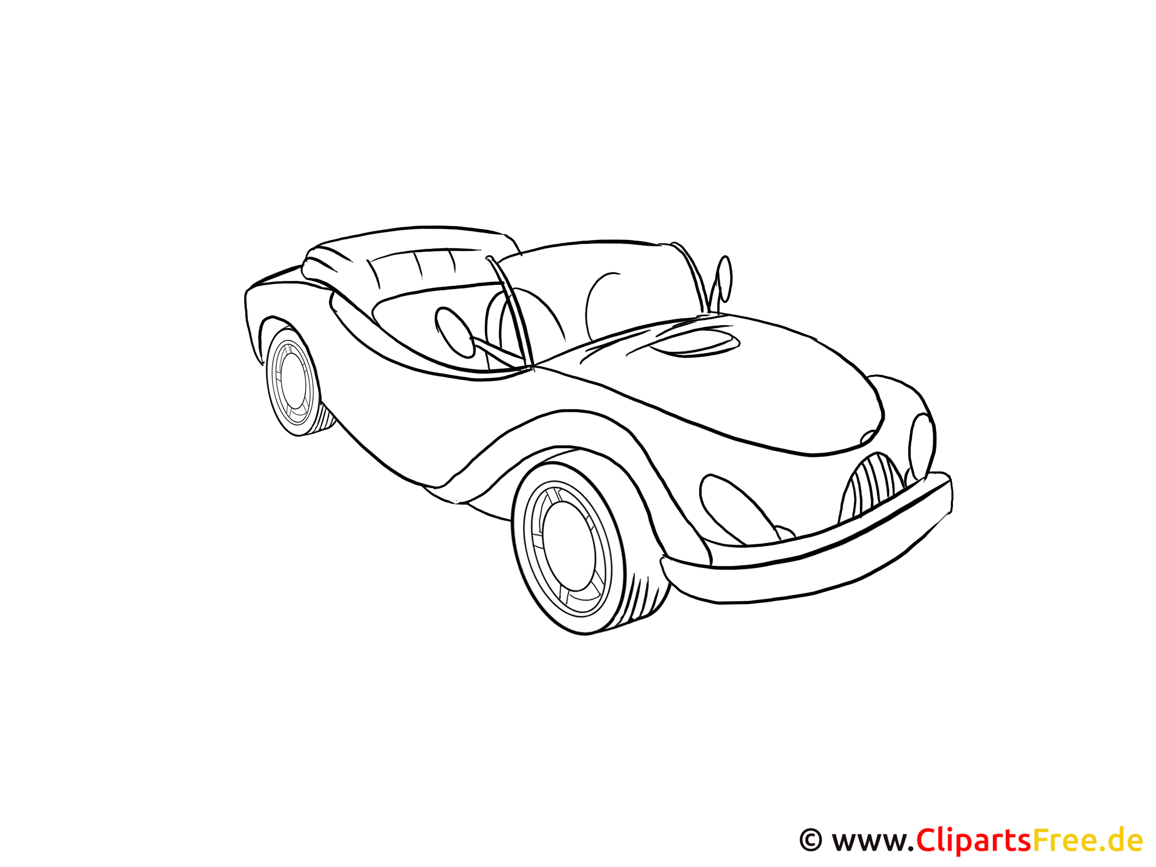 Bild zum Abmalen Auto, Kfz, PKW, Cabrio