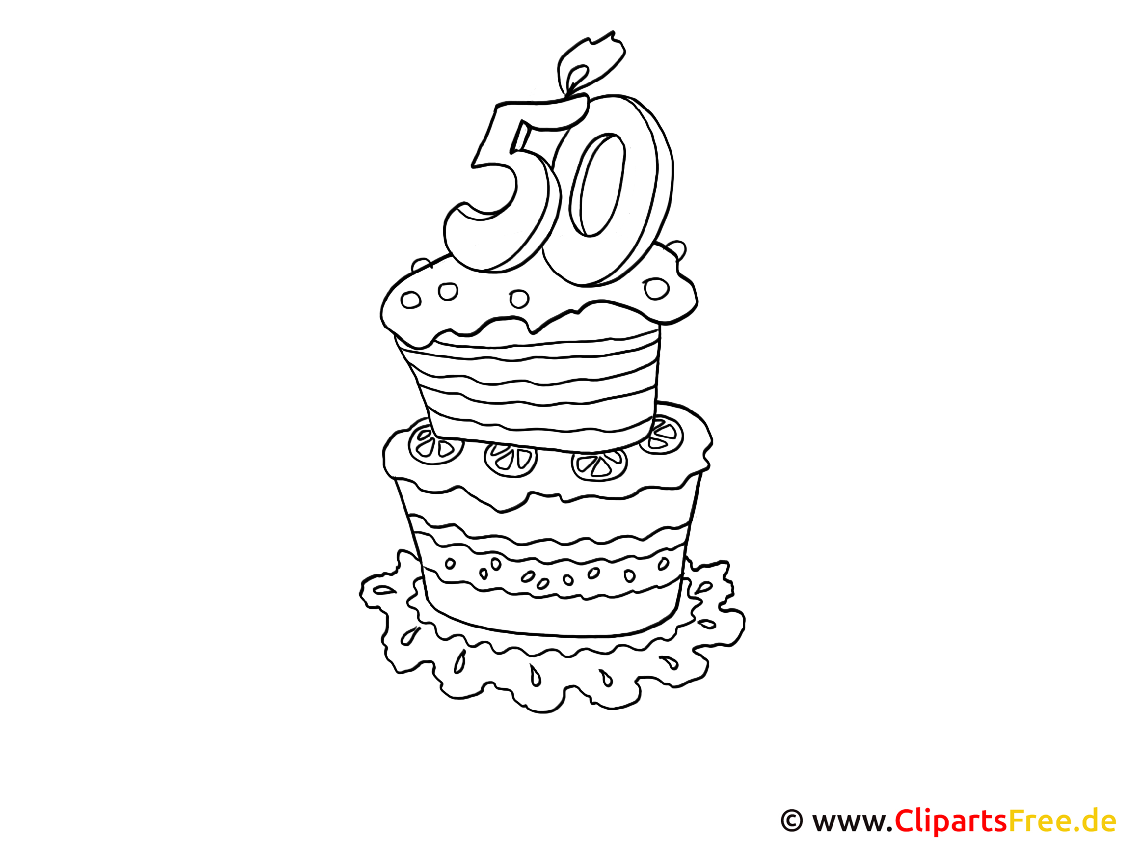 Раскраска торт 50 лет