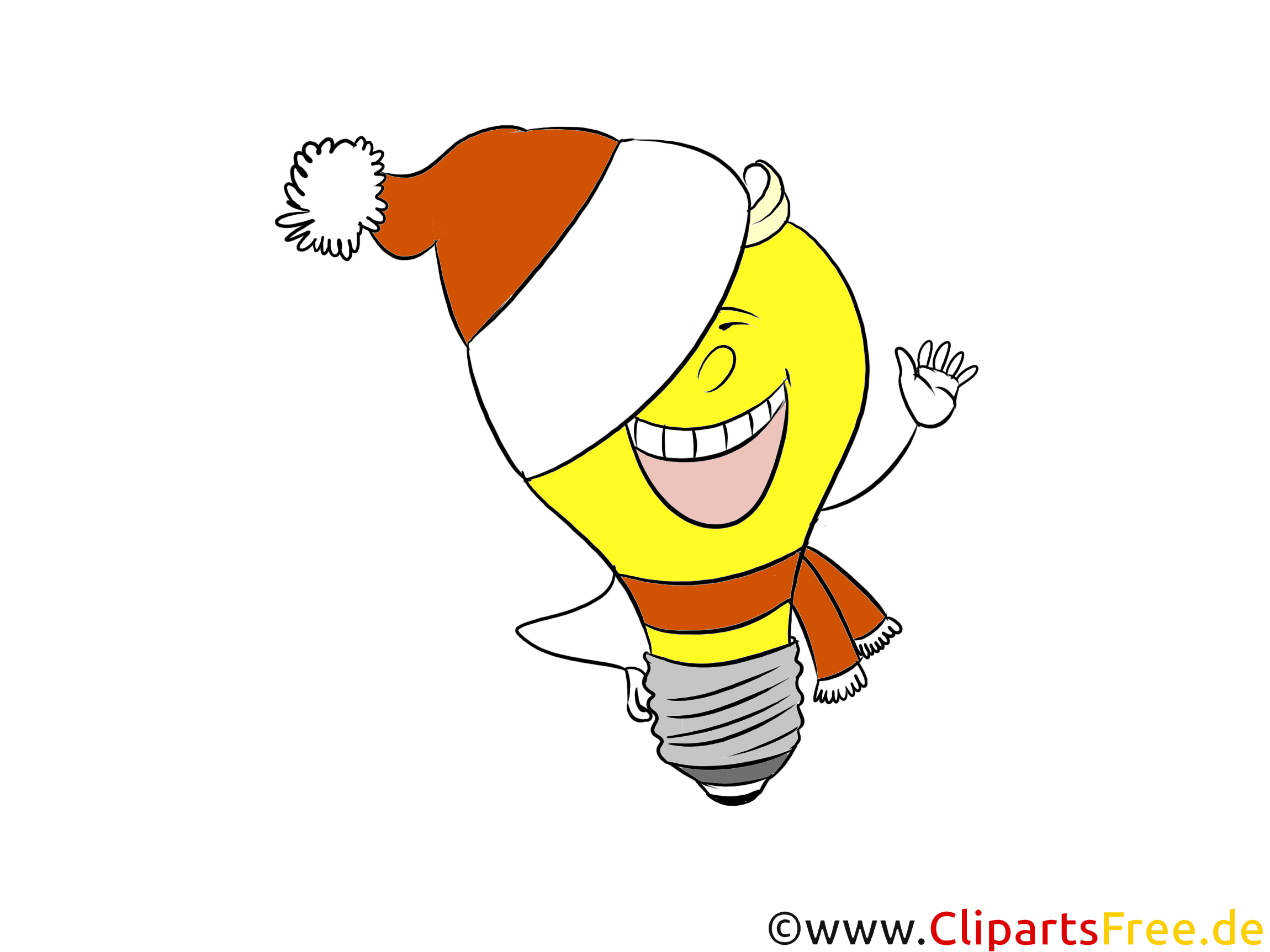 Clipart witzige Glühbirne zu Weihnachten, Neujahr, Silvester