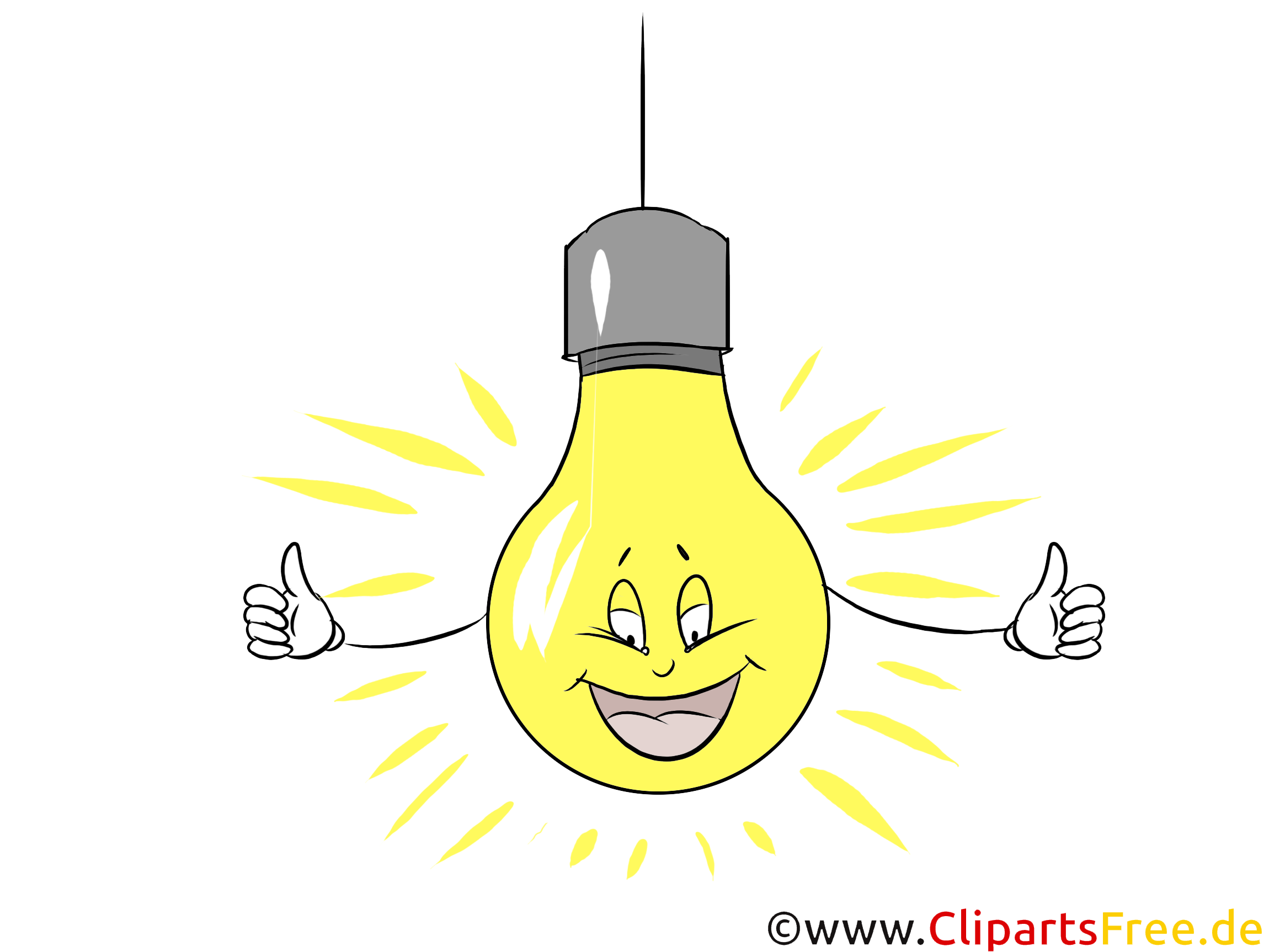 Lachende Comic Gluhbirne Angemacht Clipart Kostenlos