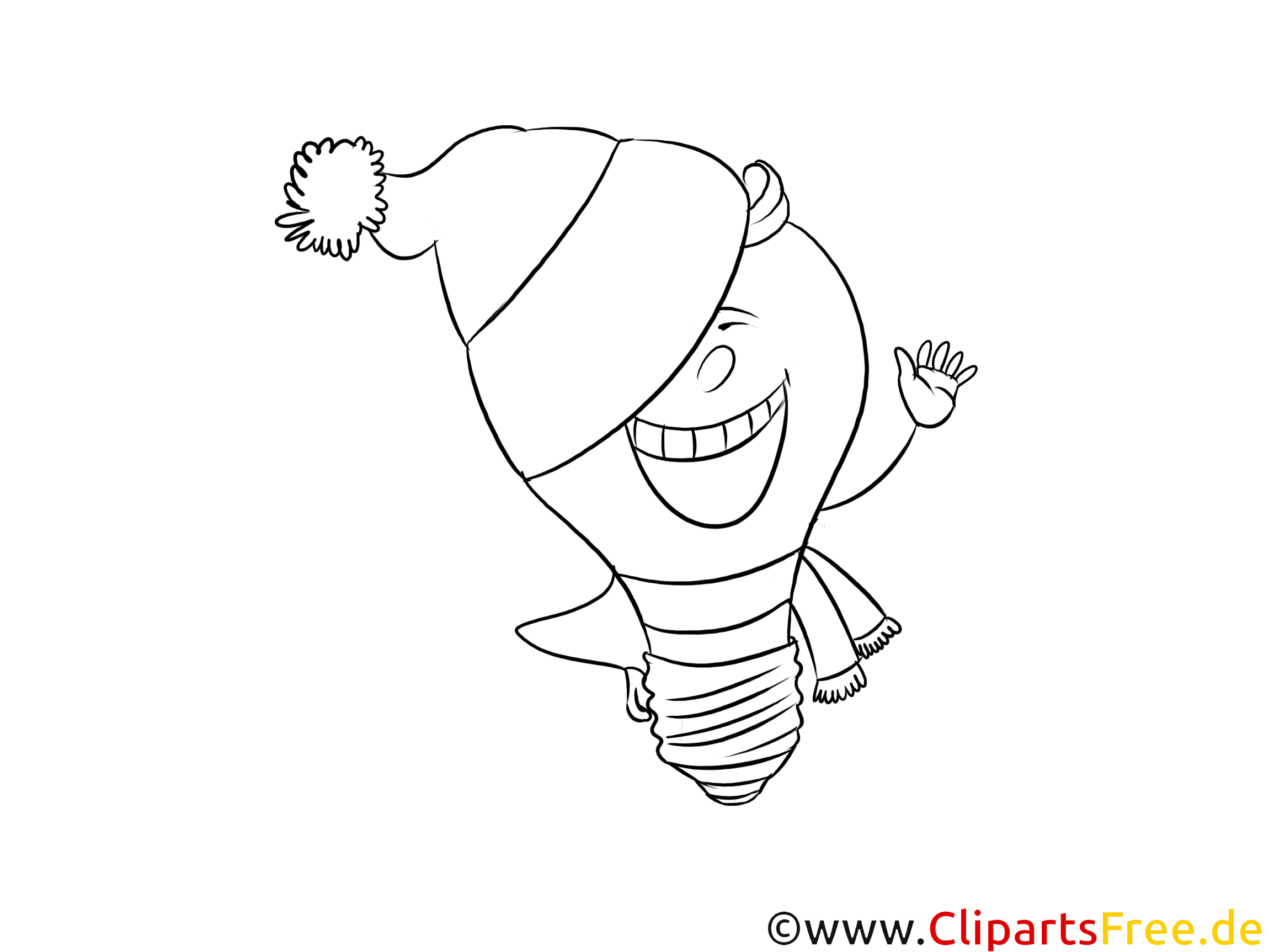 Lachende Comicfigur Gluhbirne Clipart Cartoon Zeichnung