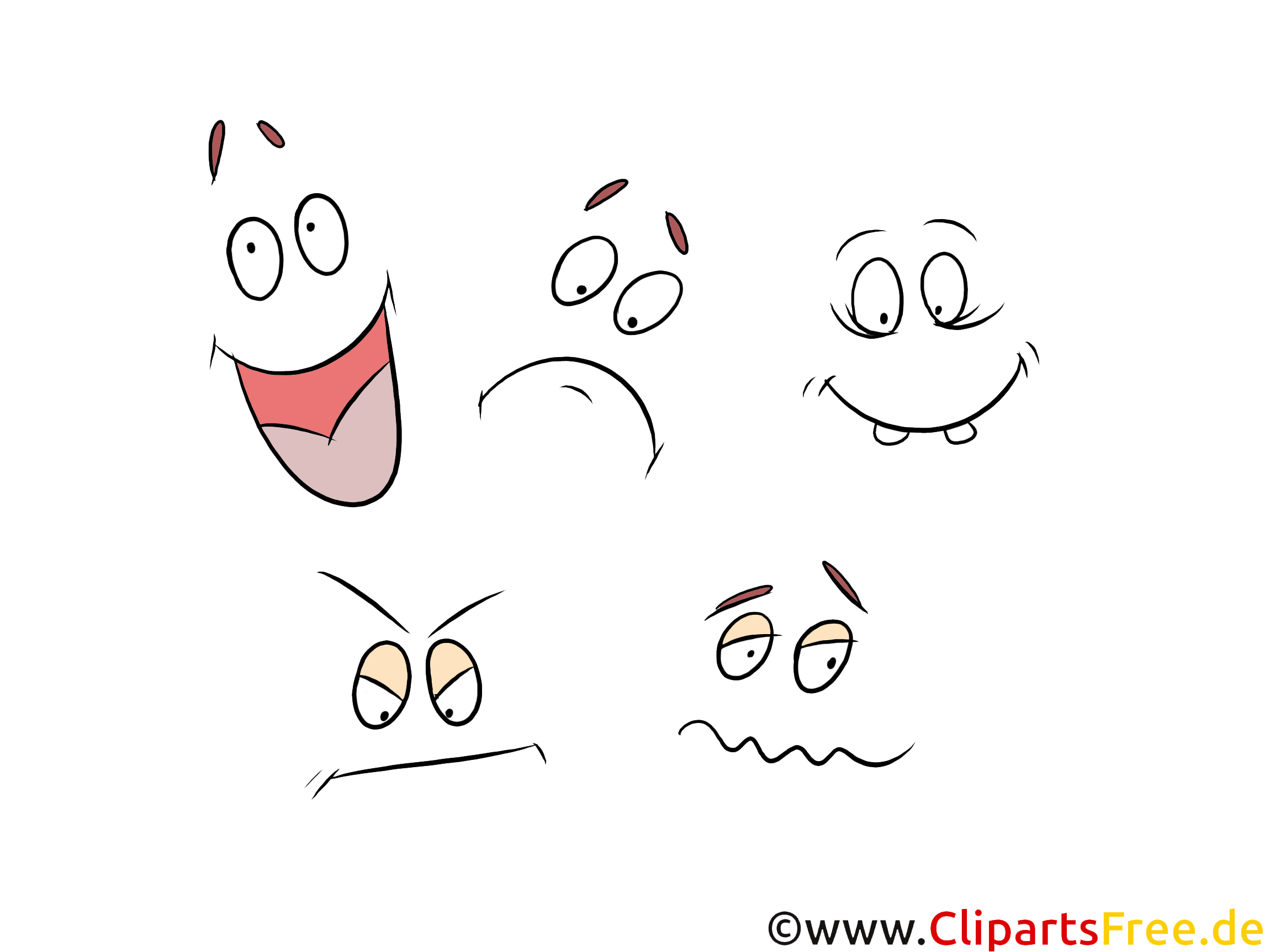 Grimassen, Cartoon Gesichte, Mimik Clipart, Bilder, Grafiken