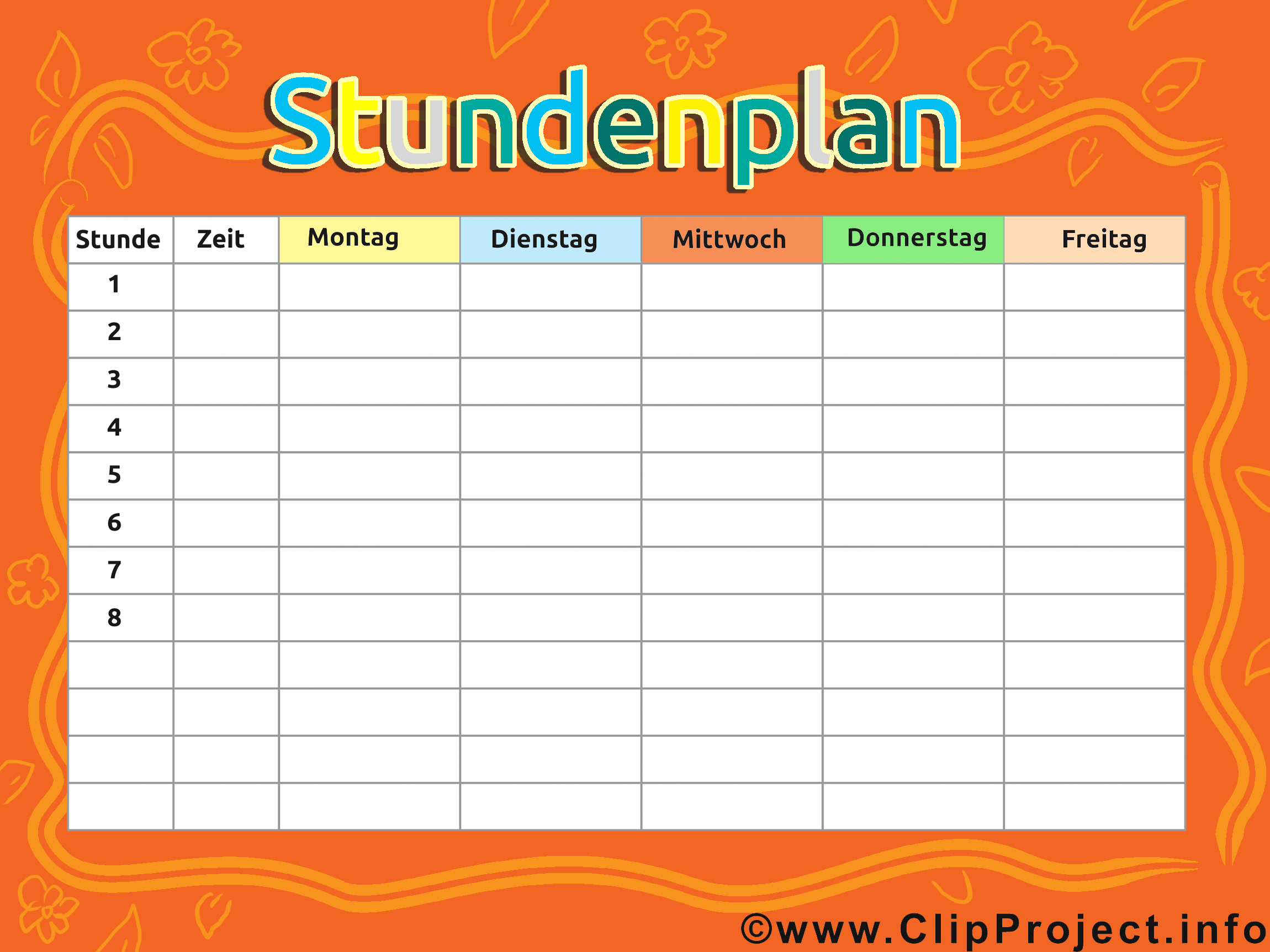 Zum Ausdrucken Stundenplan Zum Ausdrucken Stundenplan