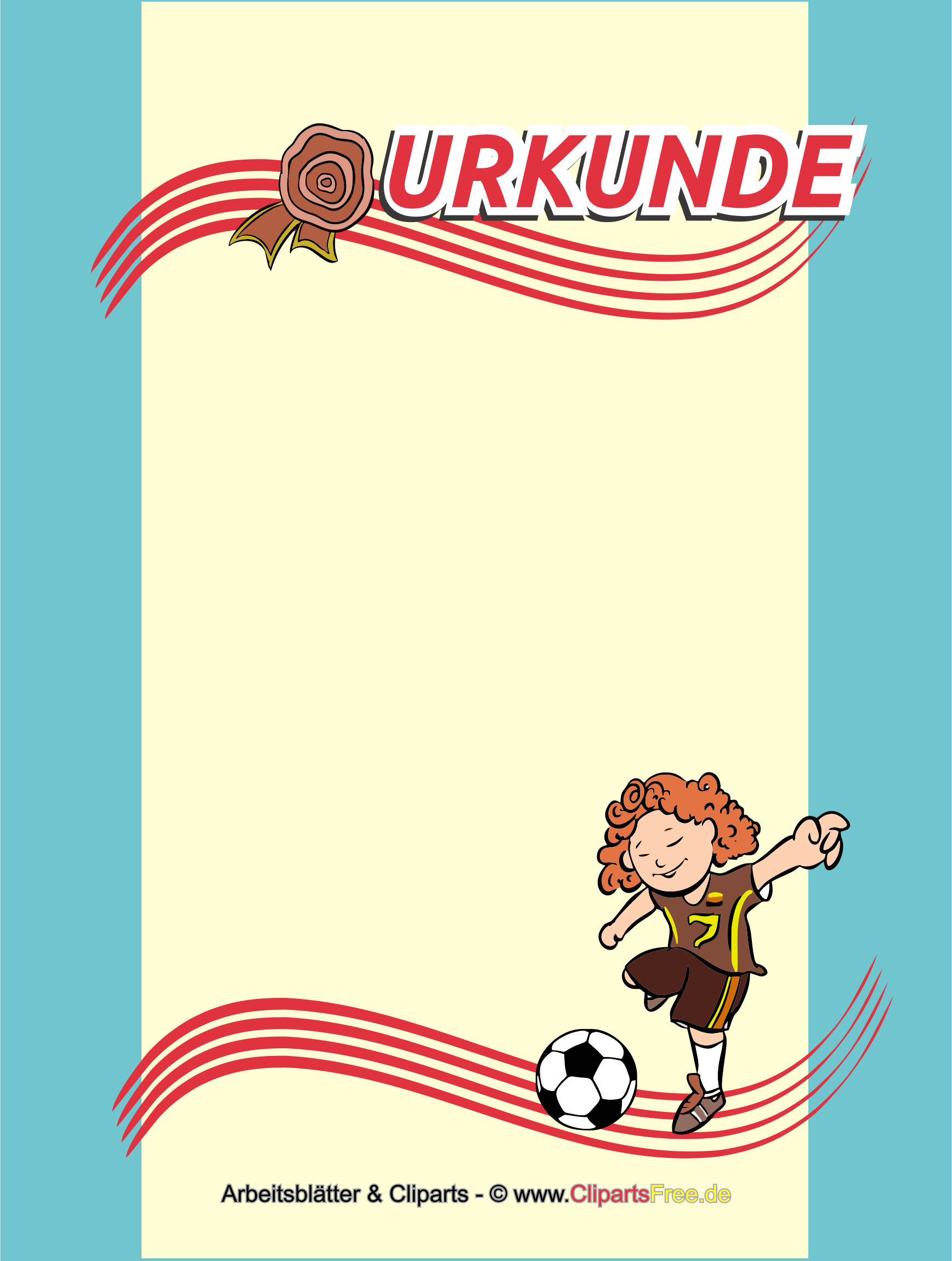 Urkunde Mädchen Fußballturnier Vorlagen und Muster downloaden