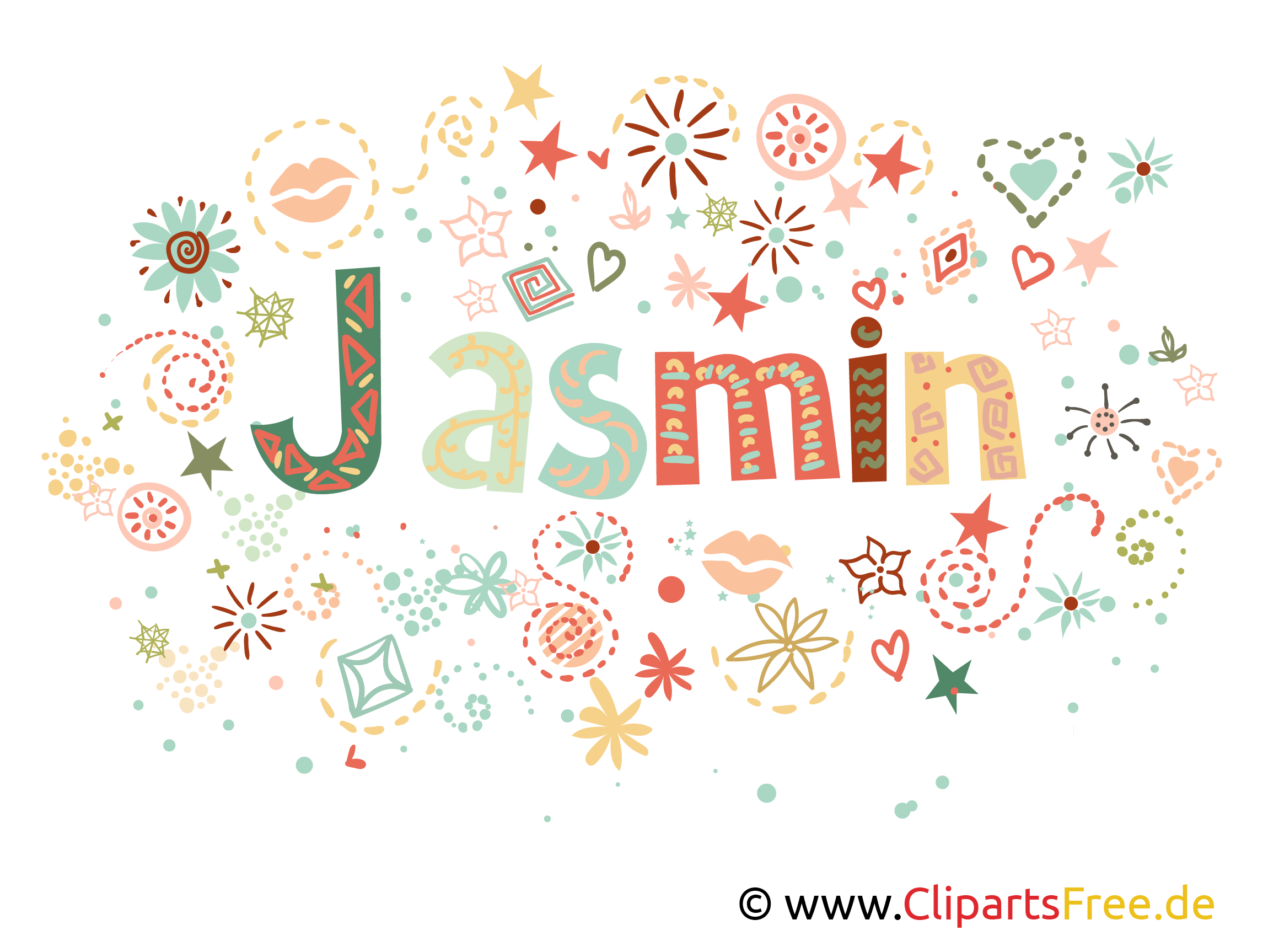 Jasmin Frauenname dekorative Buchstaben Design