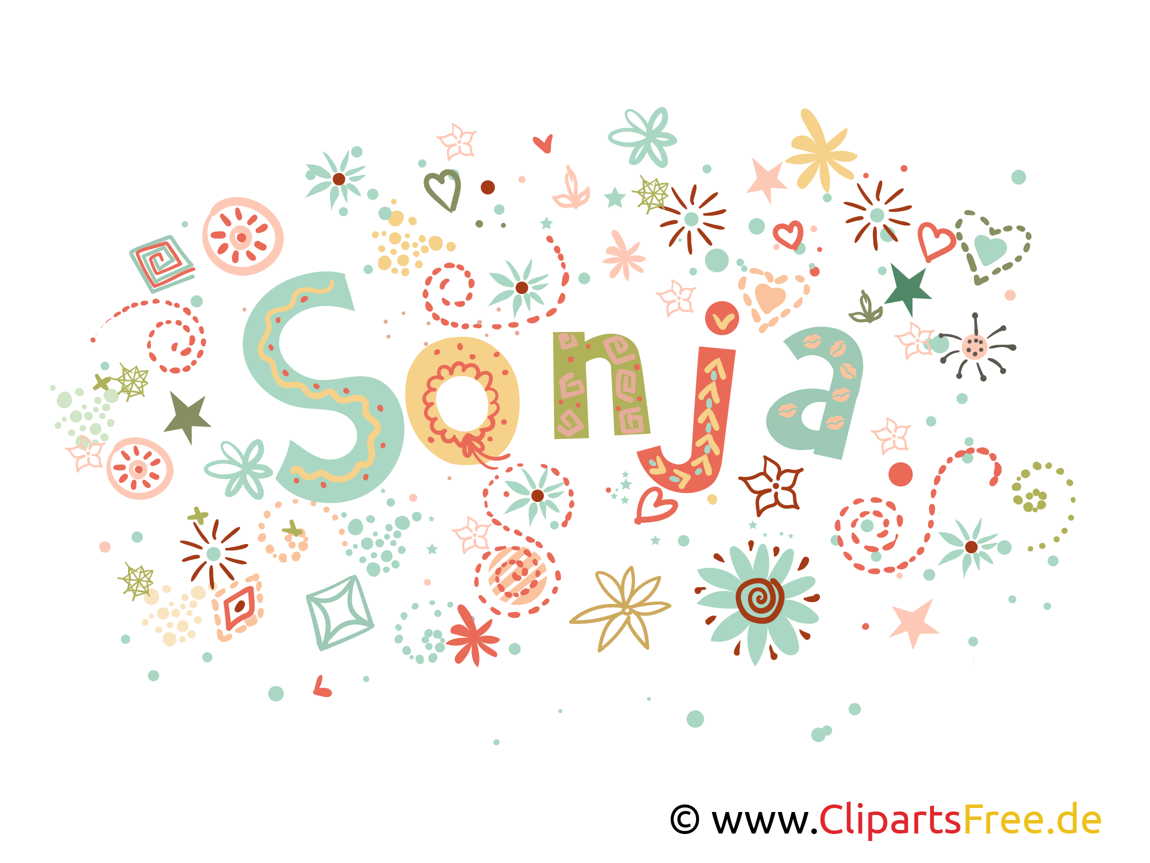 Sonja Frauenname dekorative Buchstaben Design