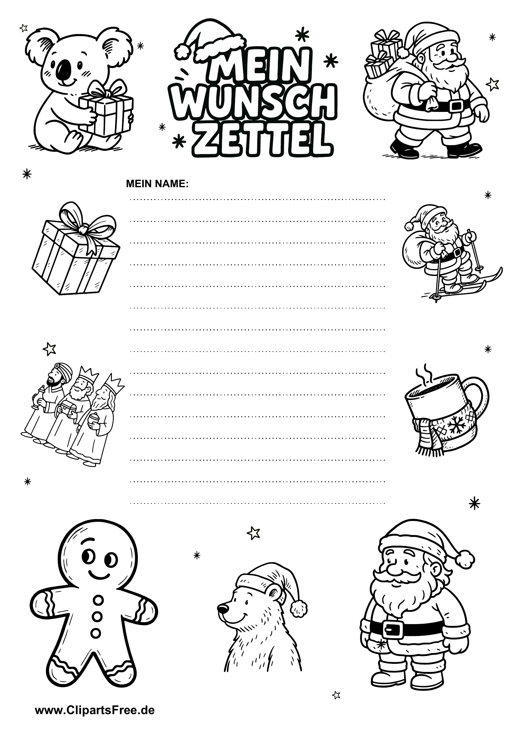 kostenlose vorlage wunschzettel zum ausdrucken