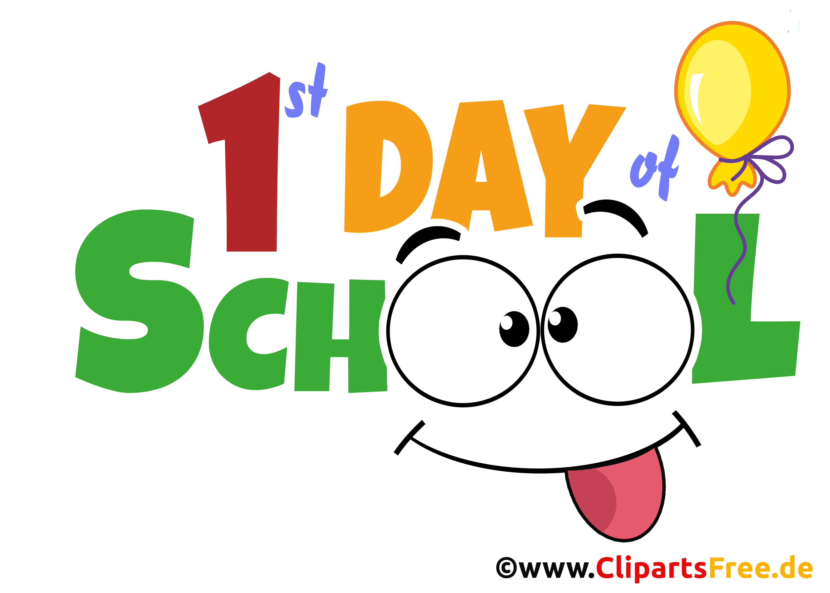 1. Tag in Schule (Einschulung) auf Englisch Clipart