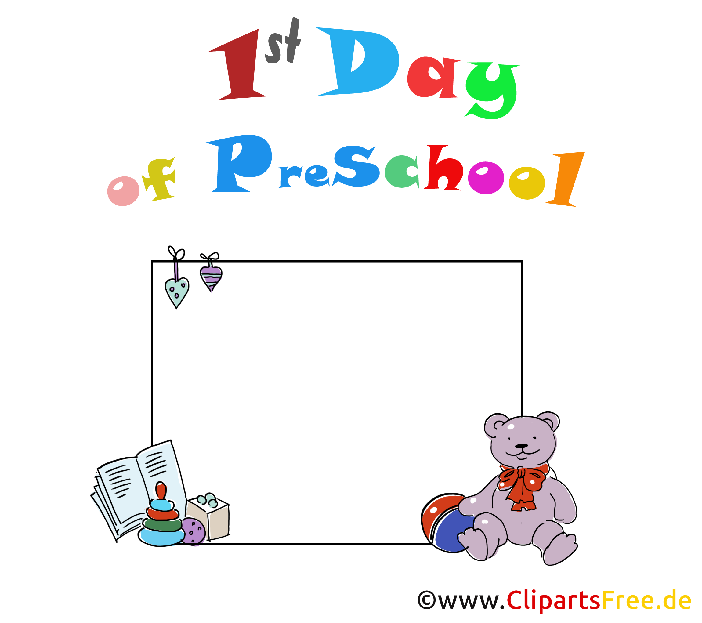 Primeiro dia da escola primária em Inglês - moldura transparente