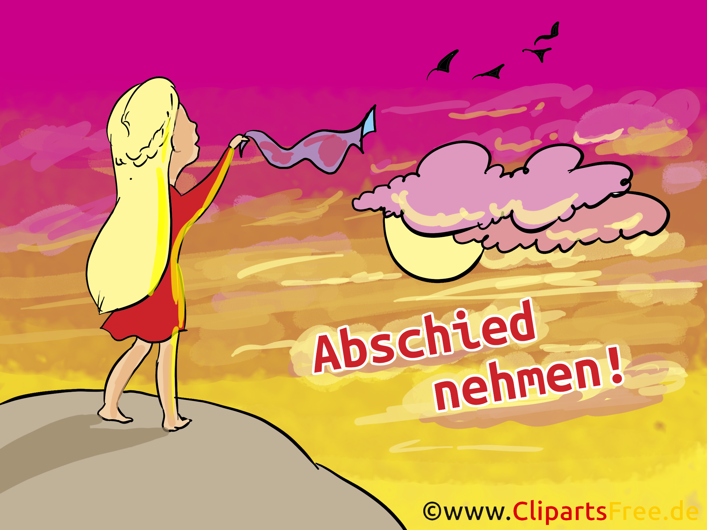 Verabschiedung Kollegin als Karte, Bild, Clipart