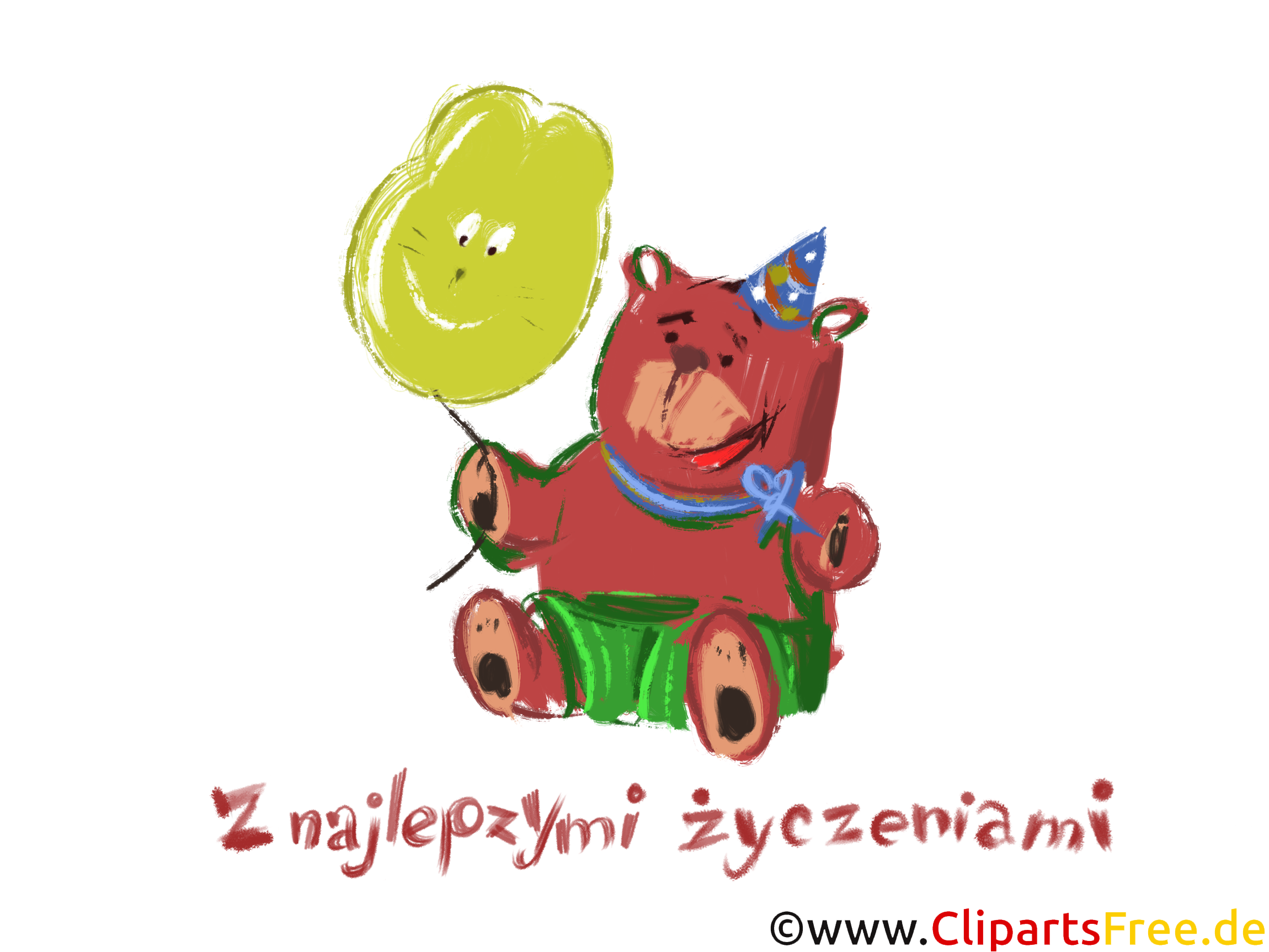 Geburtstagsglückwunsch auf Polnisch Clipart, EKarte, Illustration