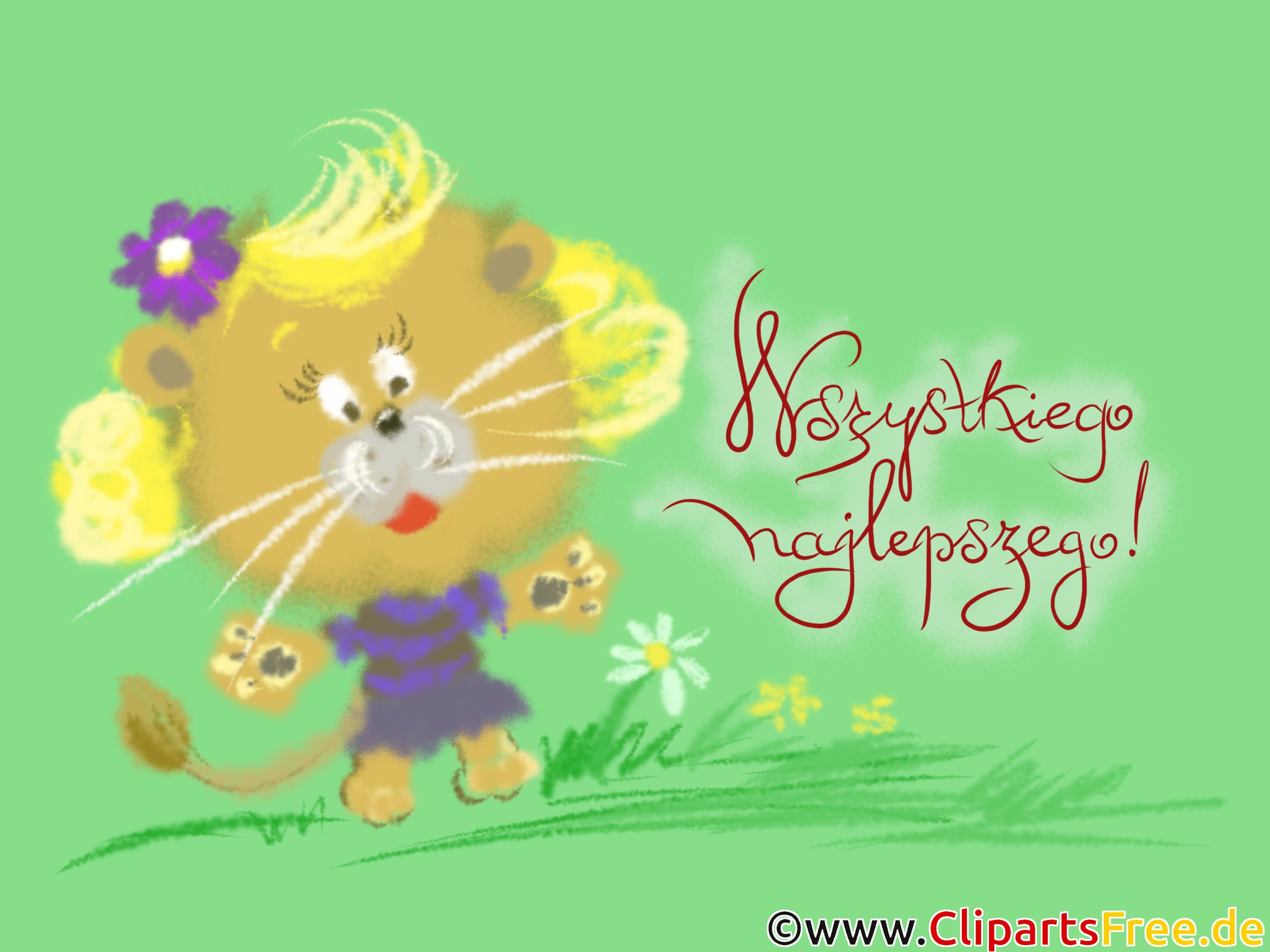 Glückwunsch zum Geburtstag auf Polnisch Clipart, Bild, Illustration