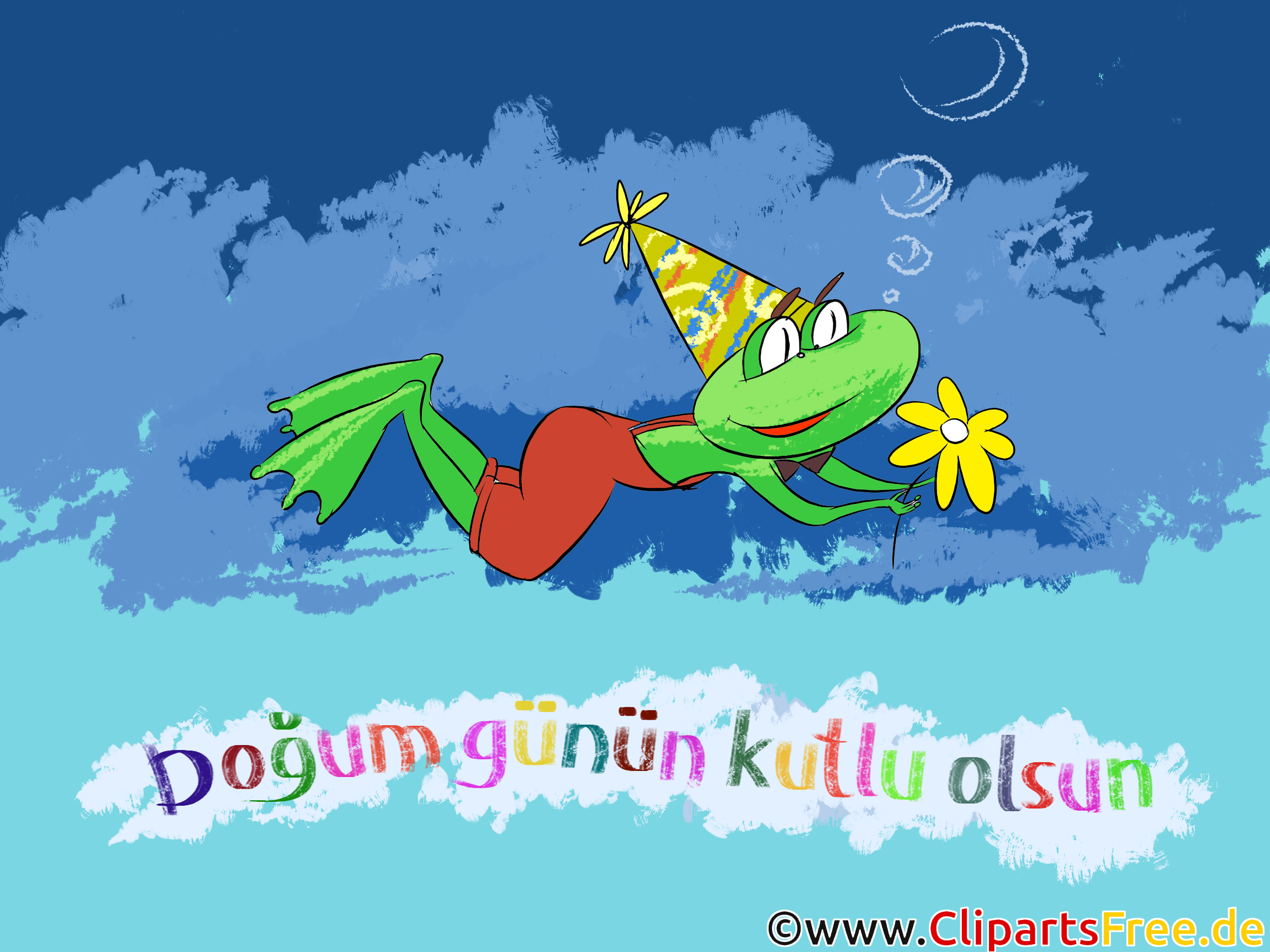 Alles Gute zum Geburtstag auf Türkisch Clipart, Illustration, Bild