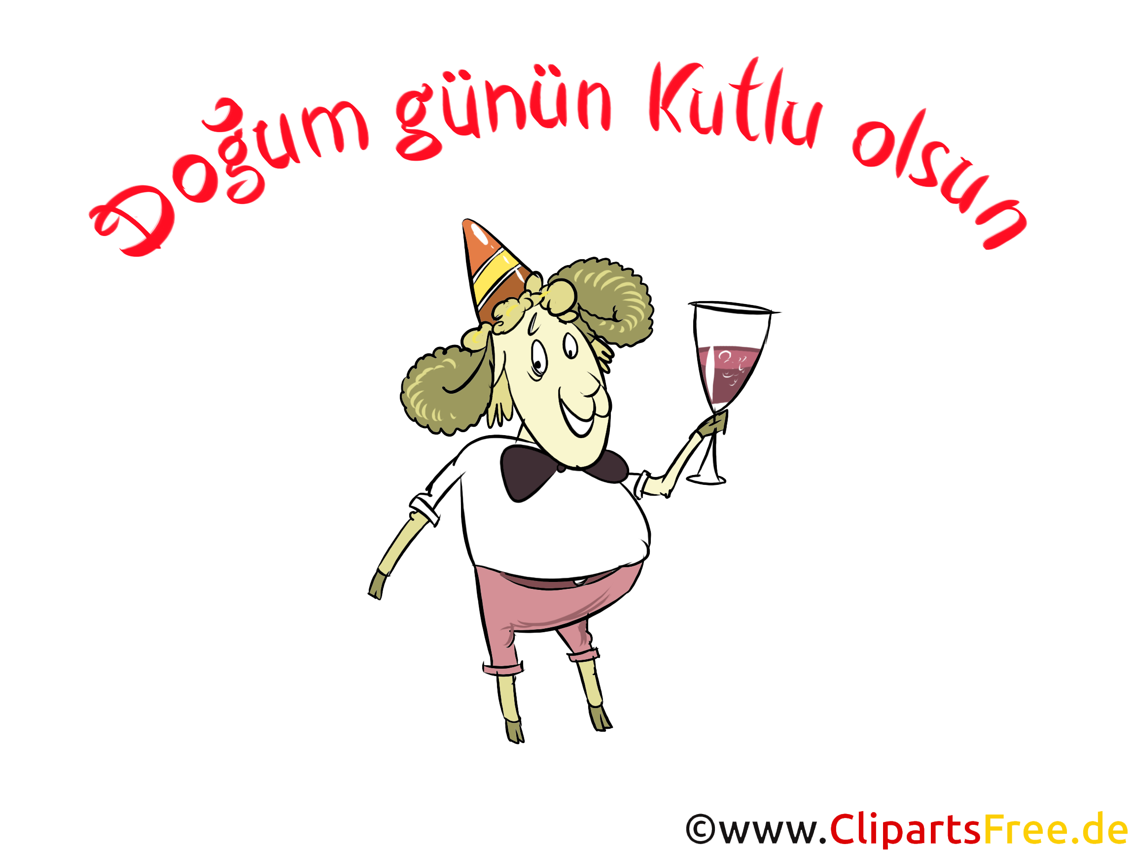 Alles Gute zum Geburtstag Gruss auf Türkisch, Clipart, Bild, Illustration