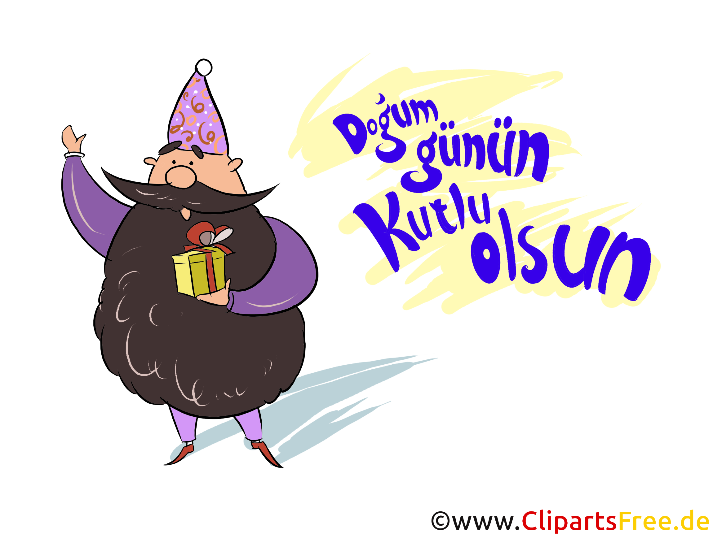 Zauberer mit Glückwunsch zum Geburtstag auf Türkisch Clipart, Bild