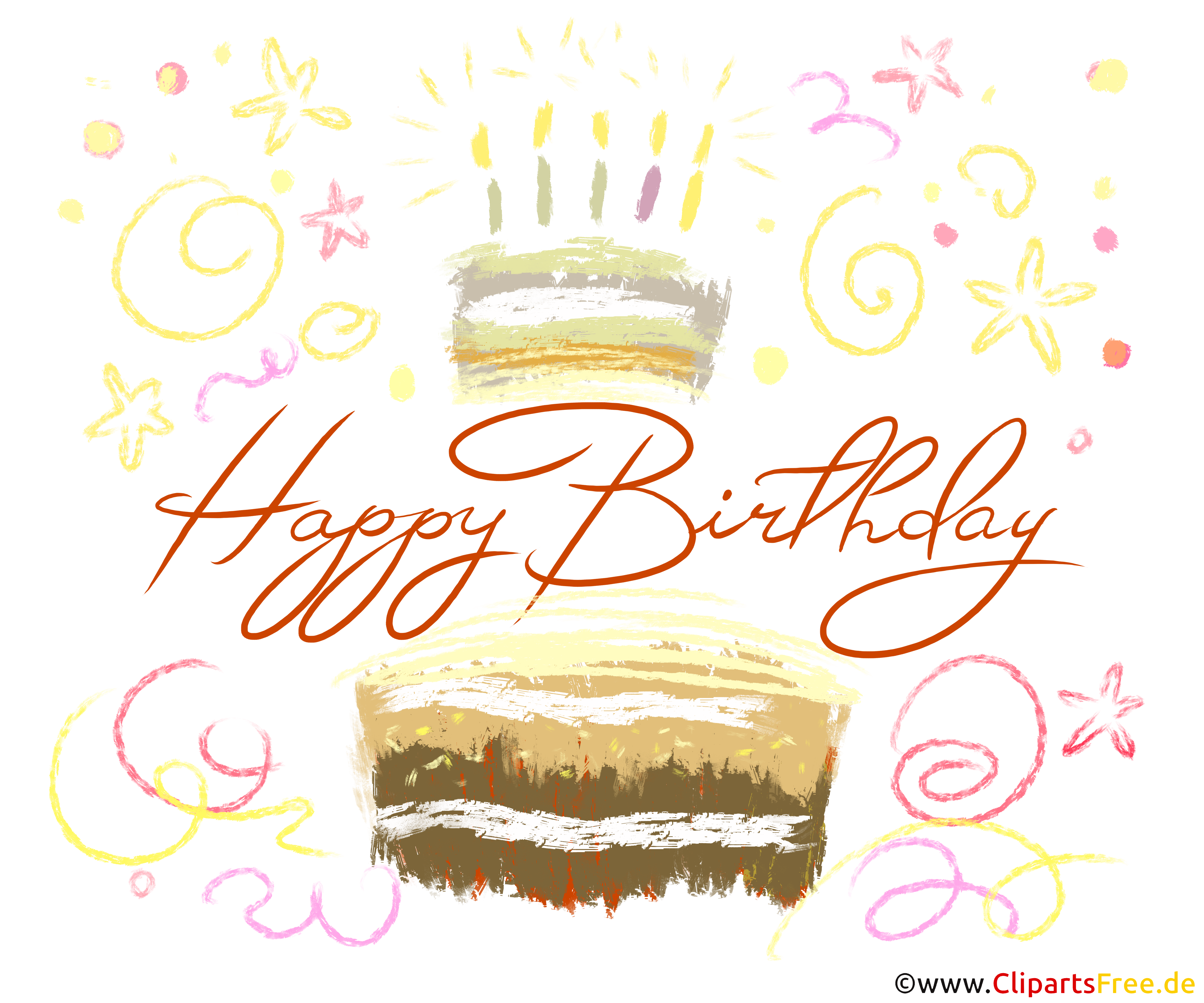 ケーキと美しいレタリングで誕生日のクリップアート
