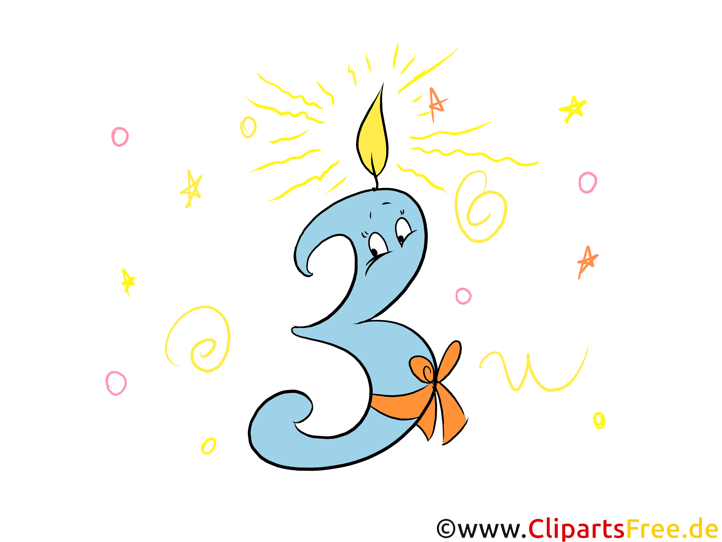 3 Zahlen Clipart zum Geburtstag kostenlos