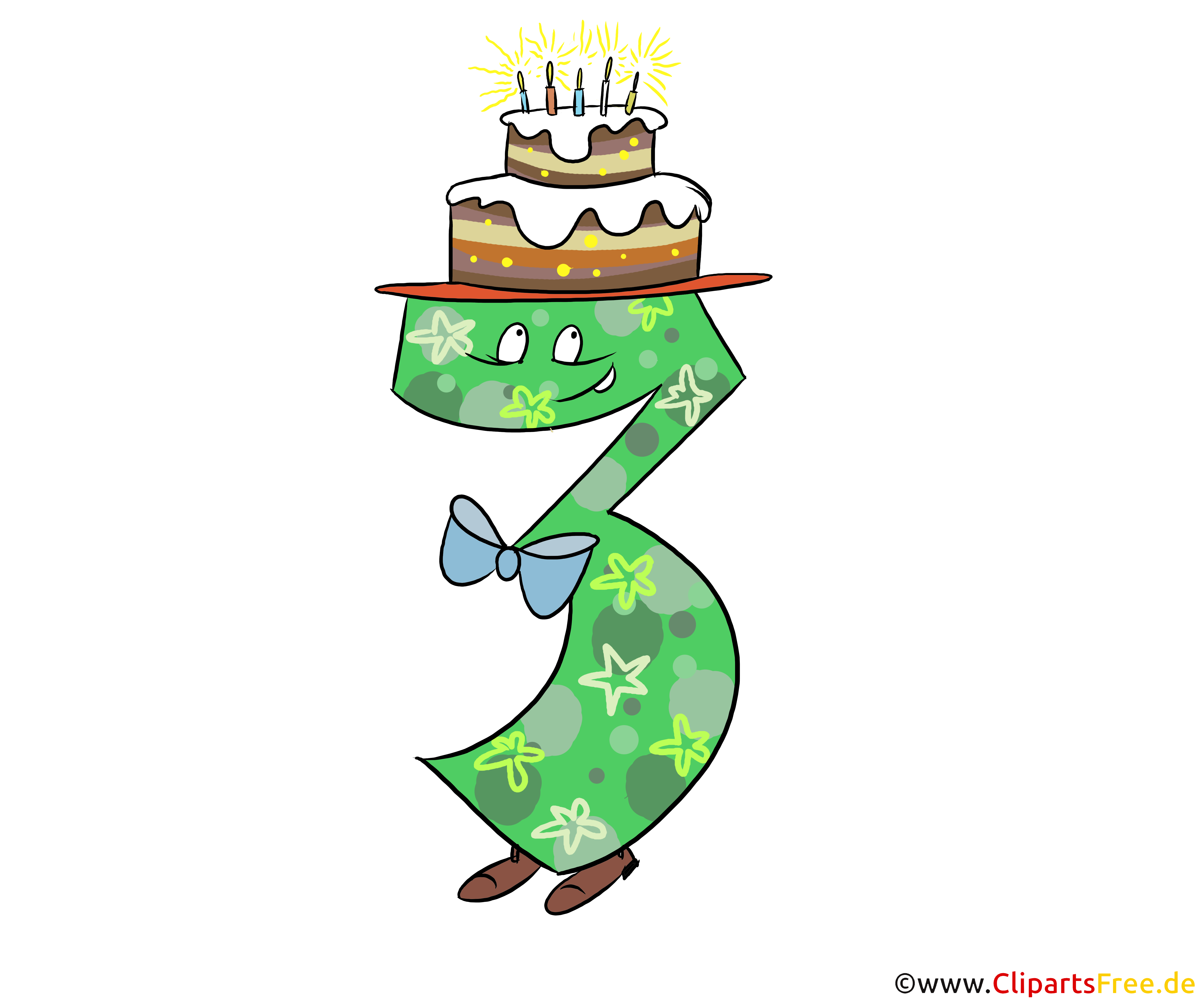 Divertido número 3 para imprimir para cumpleaños.