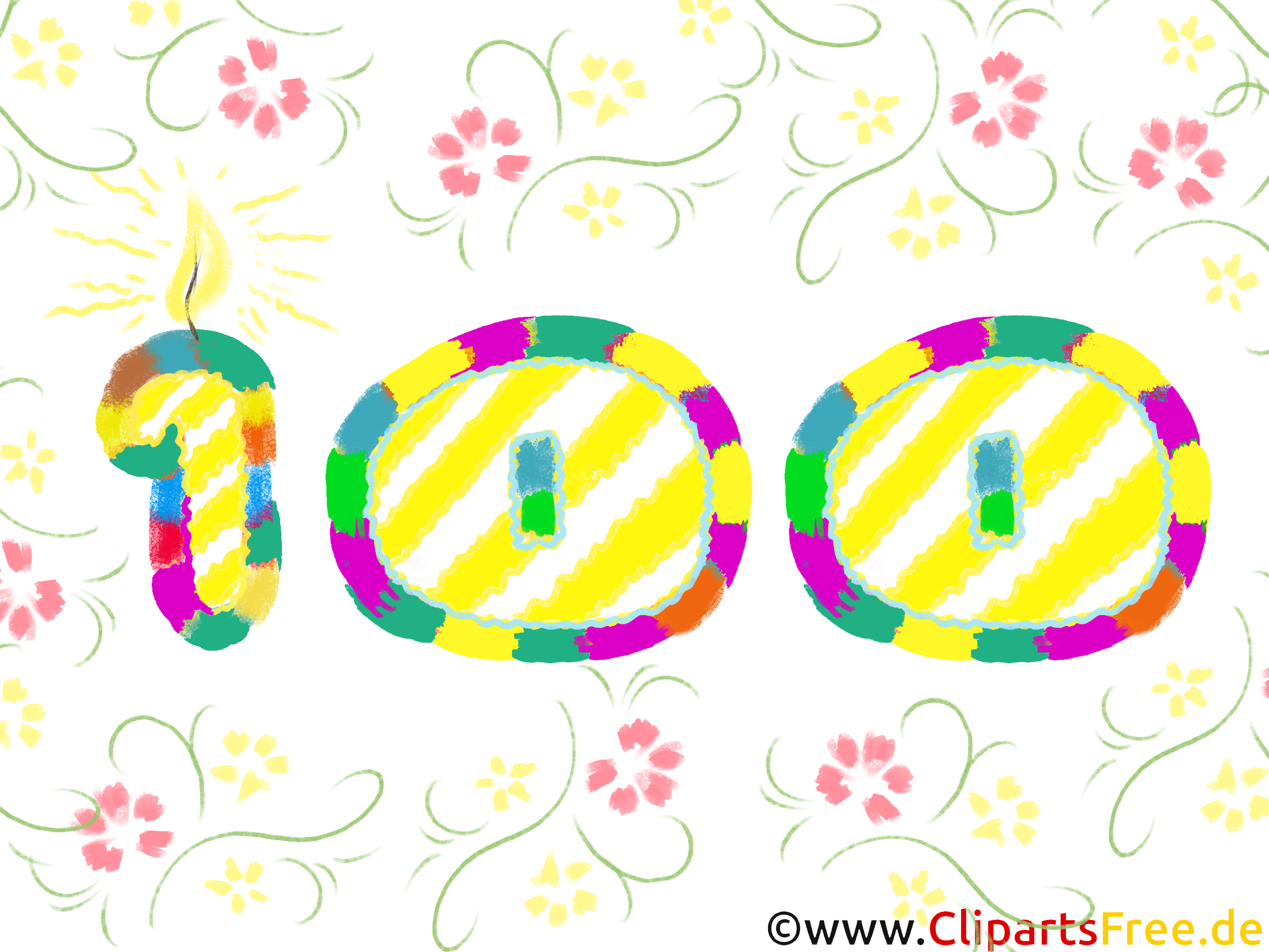 Zahl zum Geburtstag 100 Clipart, Bild, Grafik