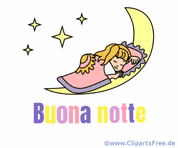 Gute Nacht auf Italienisch Clipart, Bild, Gif
