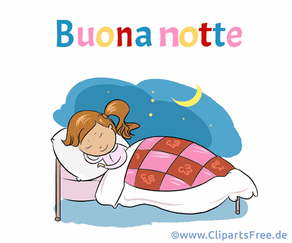 Gute Nacht Grüße für Kinder auf Italienisch GifBild