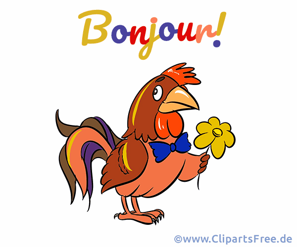 Guten auf Französisch Gif Karte mit Huhn
