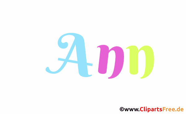 Nombre de Ann girls - ilustraciones con nombres de letras de colores