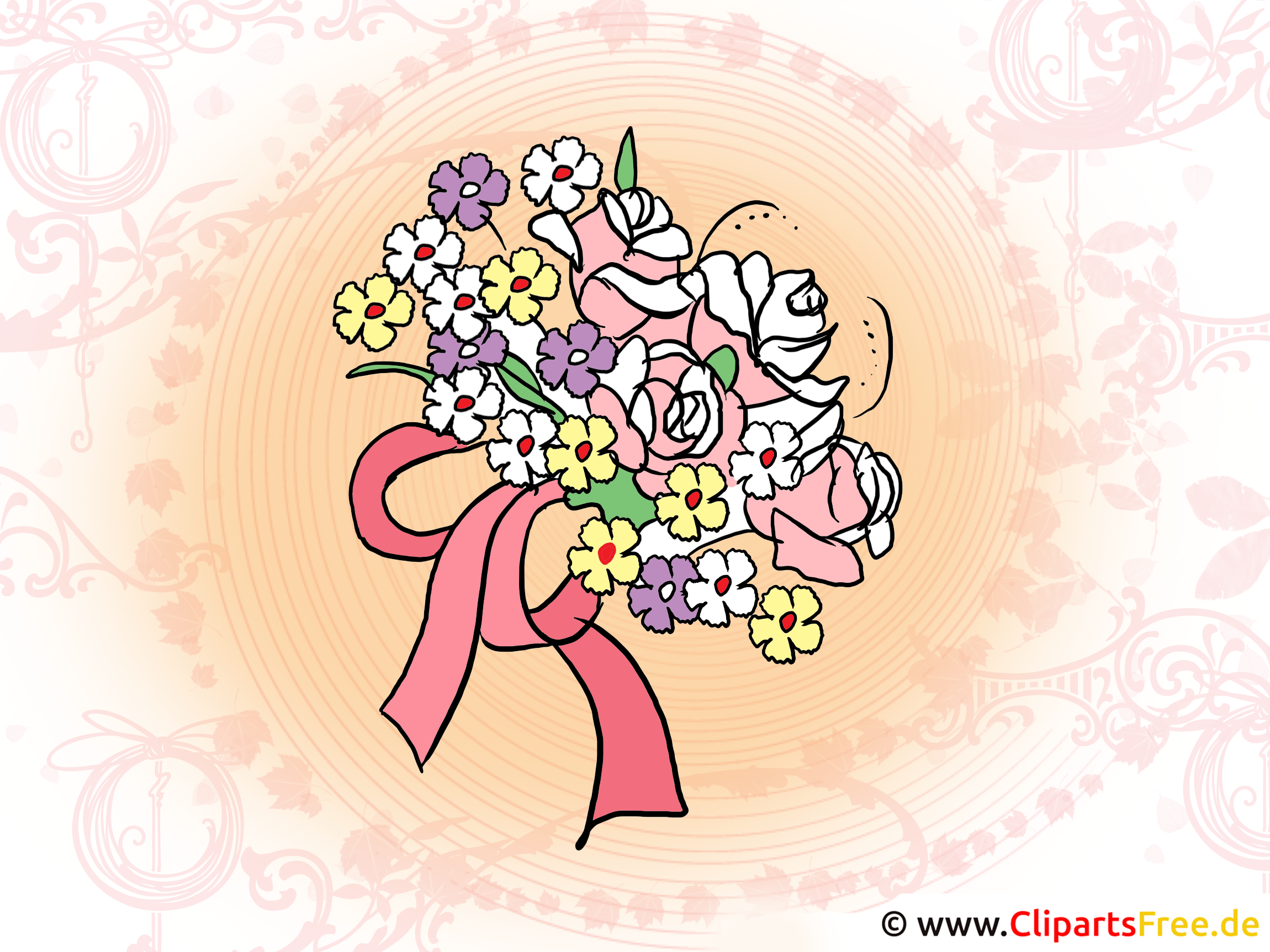 ウェディングブーケクリップアート 画像 イラスト グリーティングカード無料