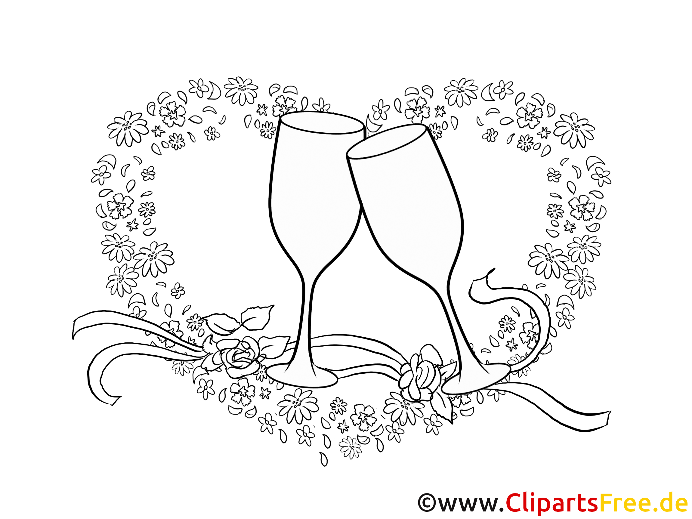 Sektglaser Zur Hochzeit Clipart Bild Cartoon Grafik