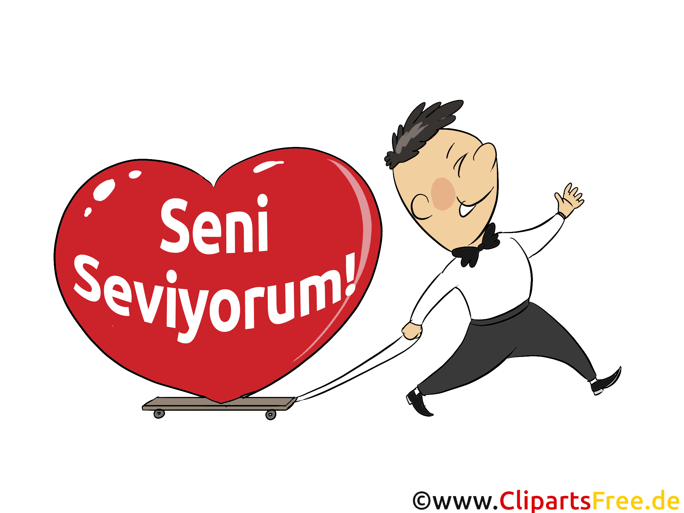 Ich liebe dich Türkisch Grusskarte, Clipart, Grafik, EKarte