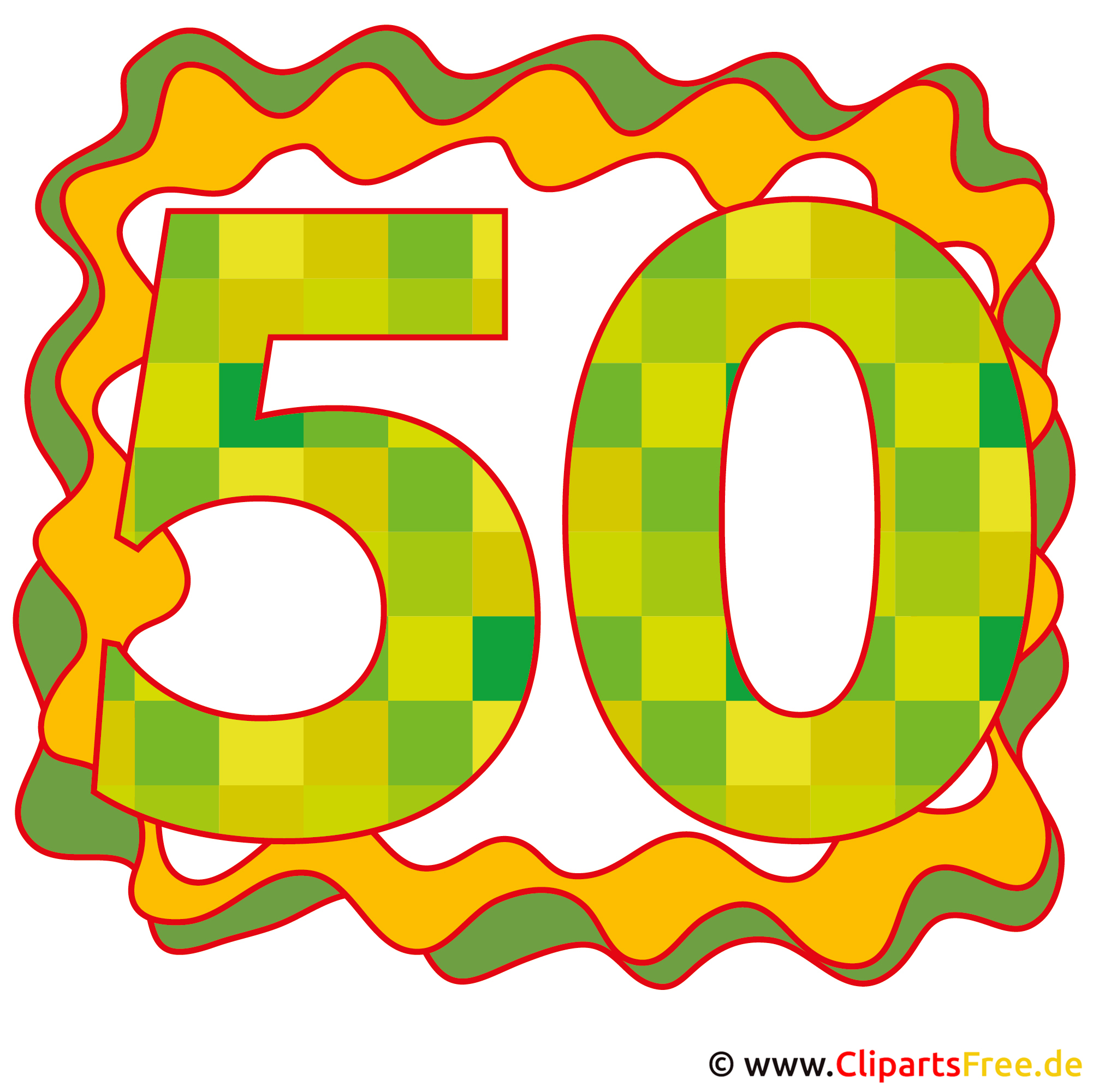 50 Jubläum-afbeelding, wenskaart, illustraties