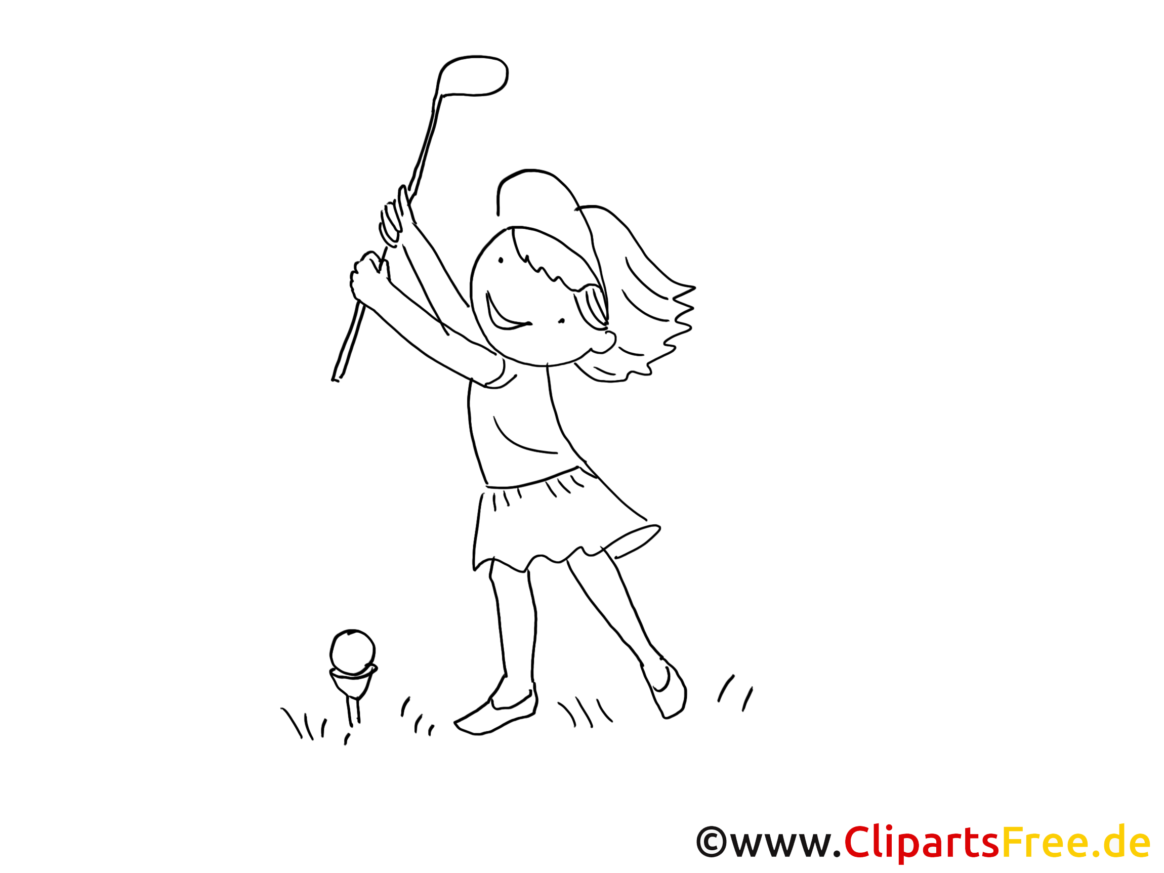 Zeichnung schwarz-weiss Golf spielen