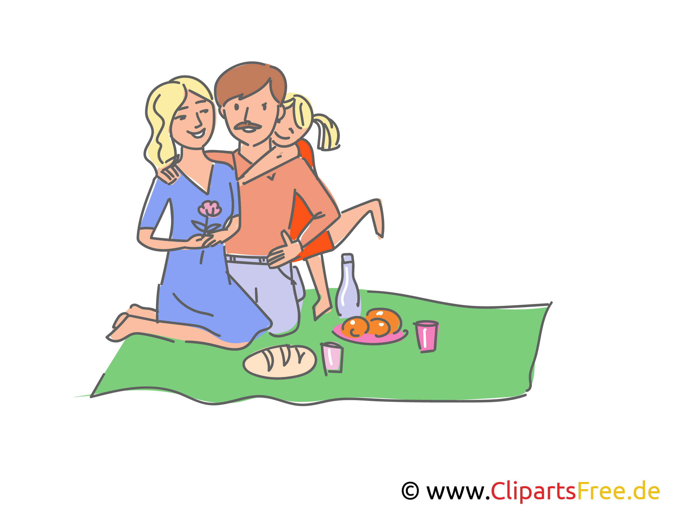 Familie Beim Picknick Ausflug Clipart Illustration Bild